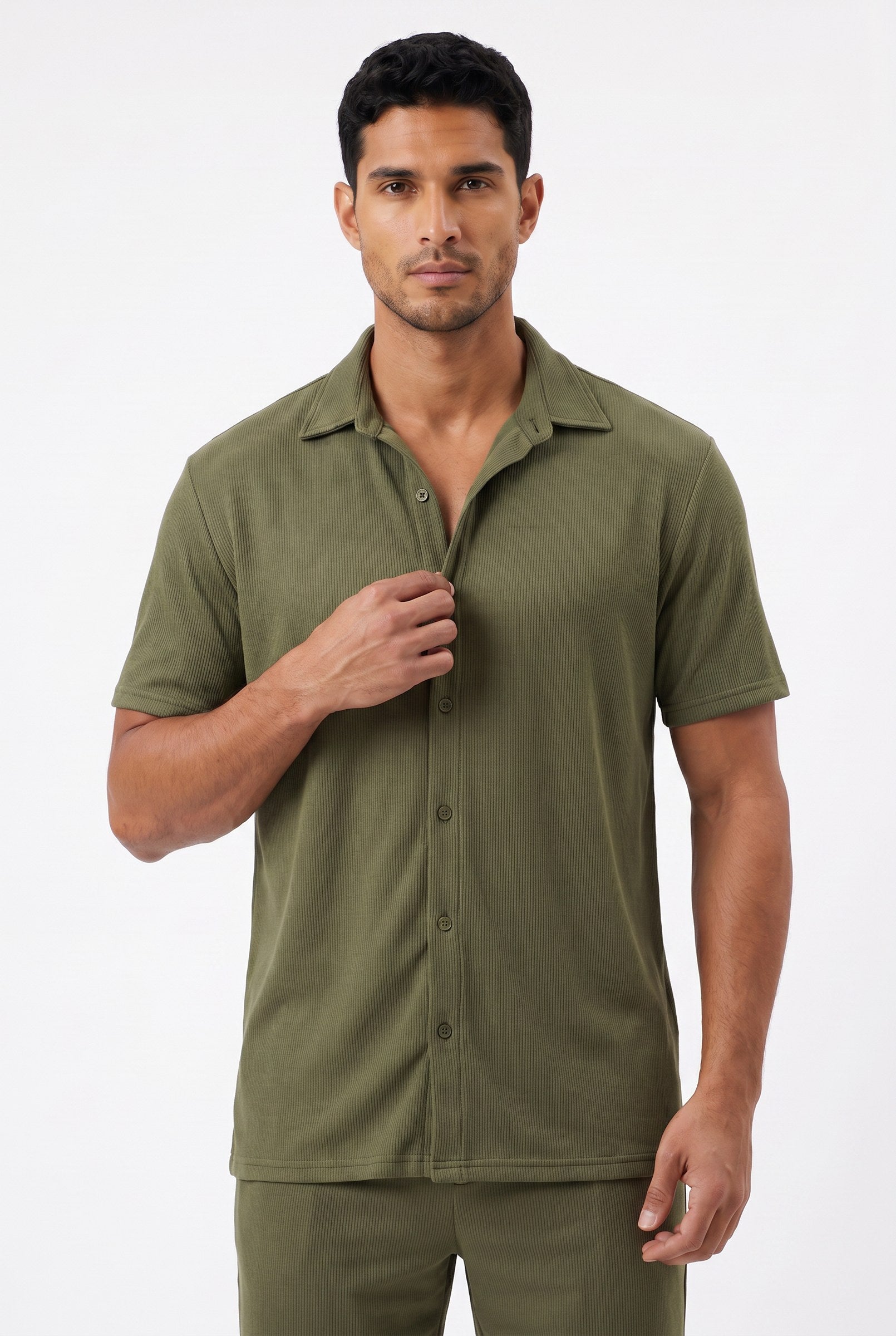 Men's Cuban Collar Knit Shirt & Shorts 2-Piece Set | Blackstone London