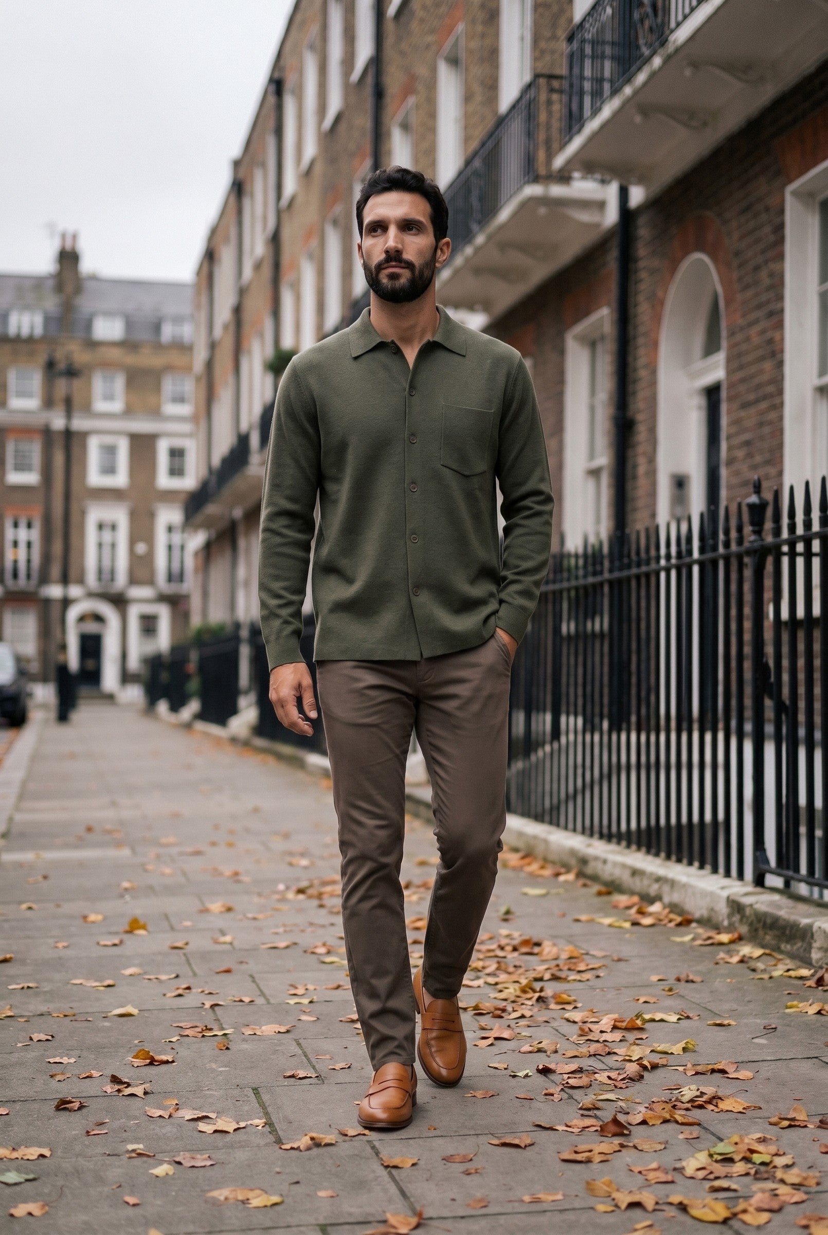 Men's Long Sleeve Knit Polo Shirt | Blackstone London