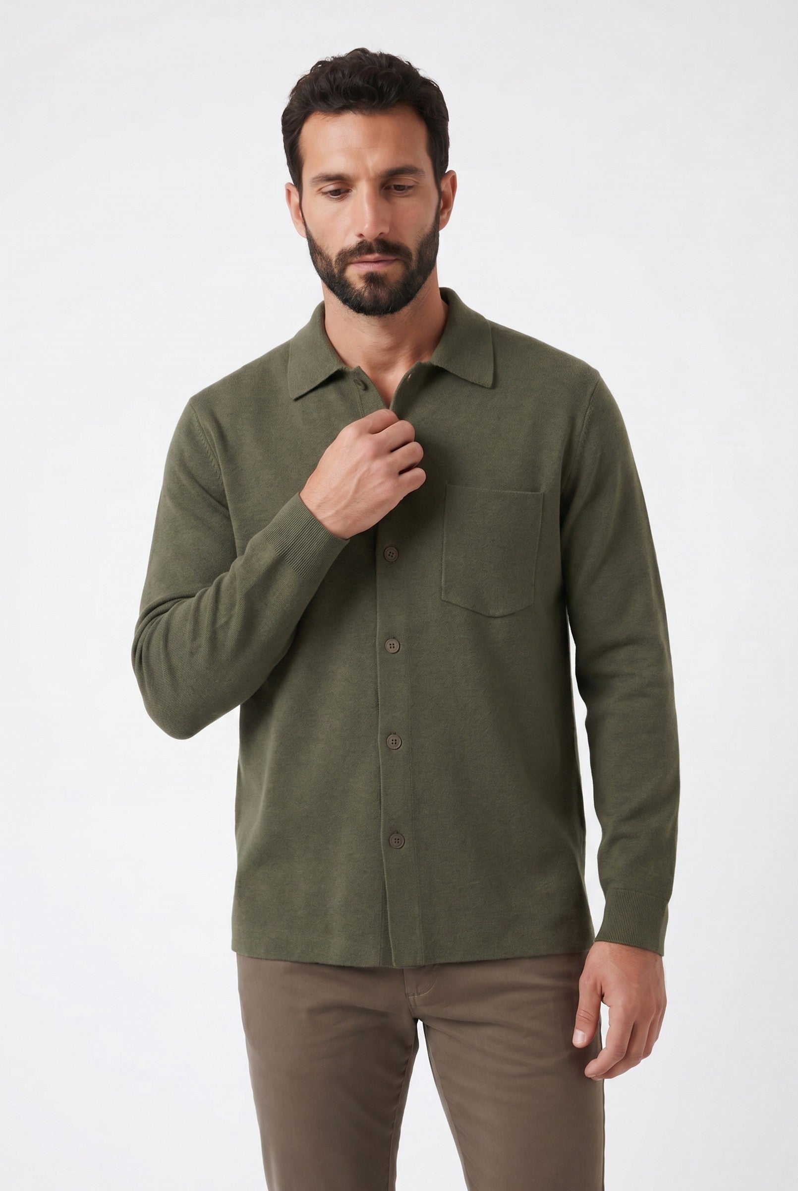 Men's Long Sleeve Knit Polo Shirt | Blackstone London