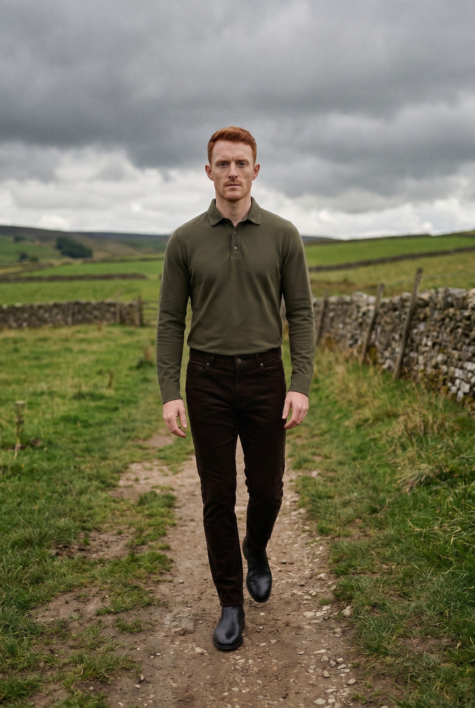 Men's Moxon Long-Sleeve Pique Polo | Blackstone London