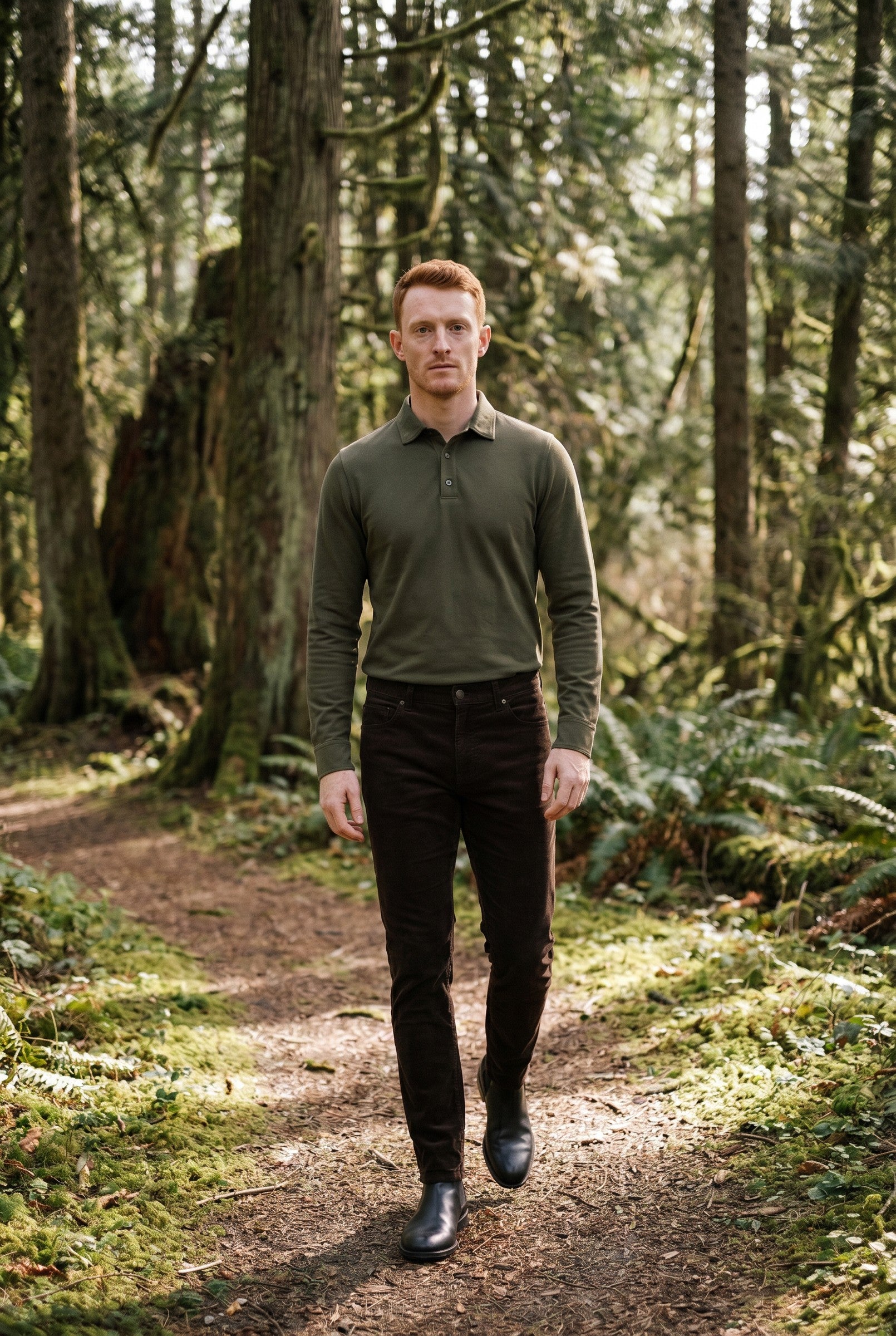 Men's Moxon Long-Sleeve Pique Polo | Blackstone London