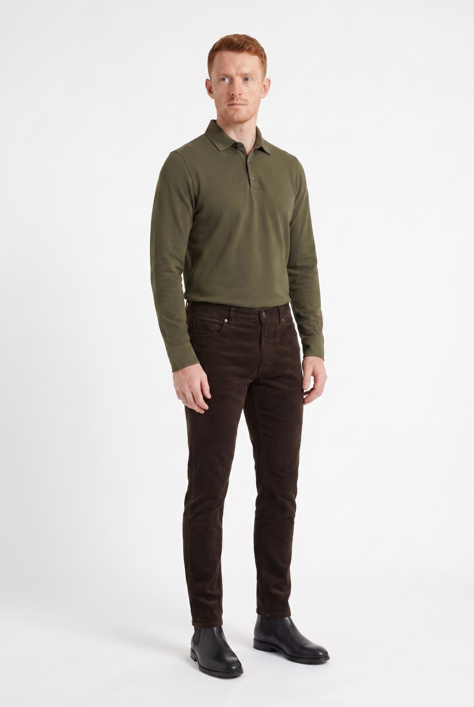 Men's Moxon Long-Sleeve Pique Polo | Blackstone London