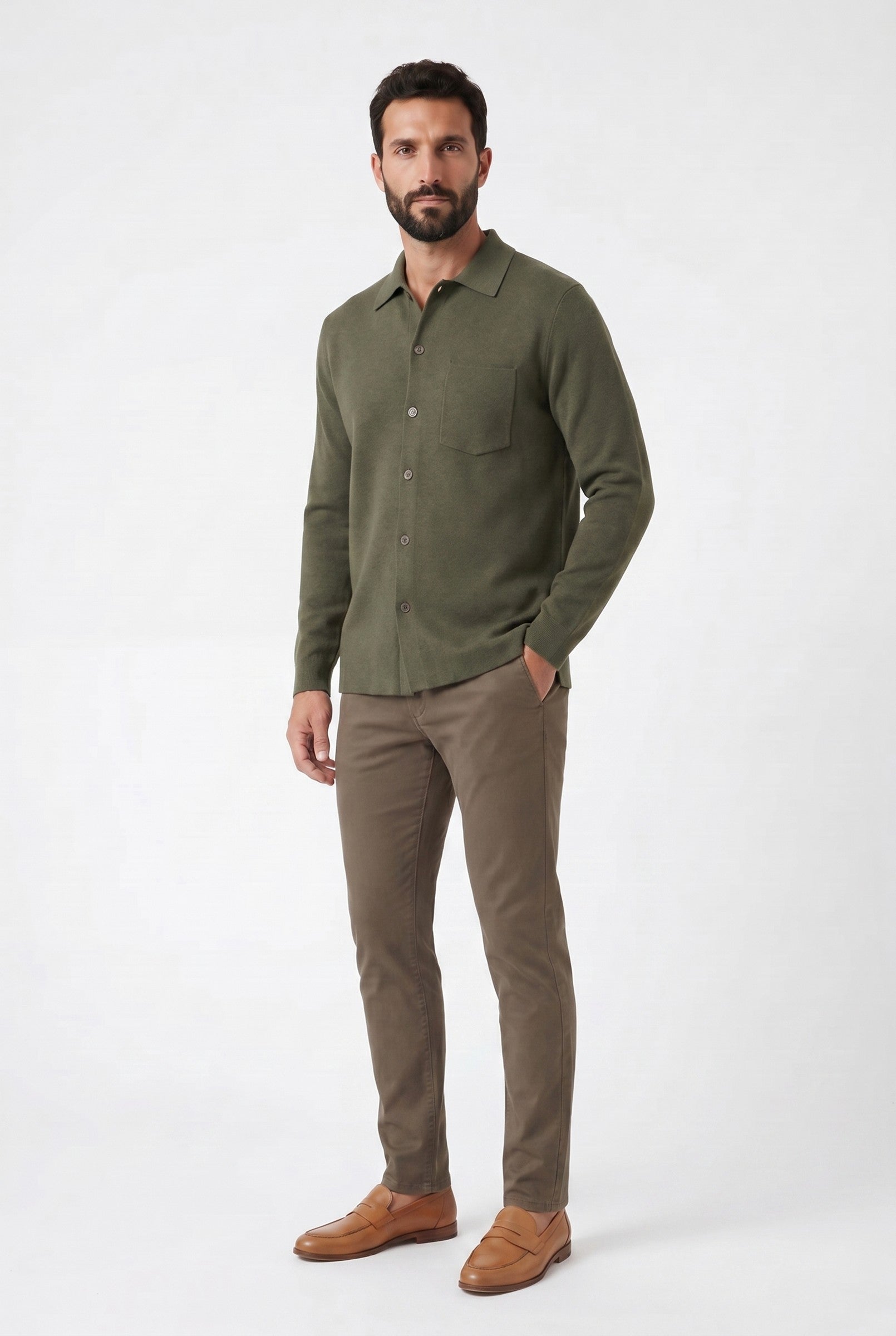Men's Long Sleeve Knit Polo Shirt | Blackstone London
