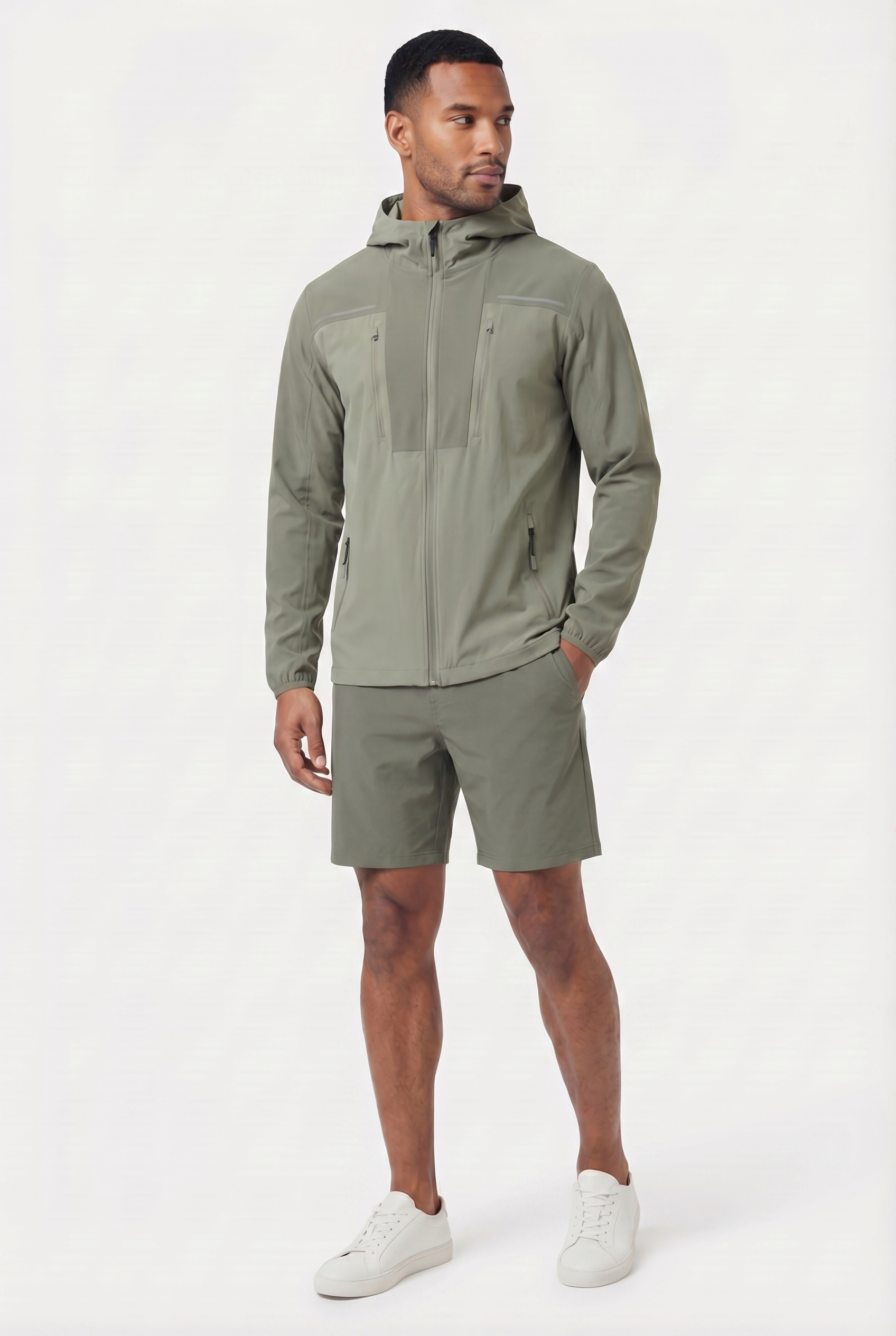 Men's Lightweight Hooded Jacket & Shorts 2-Piece Set | Blackstone London