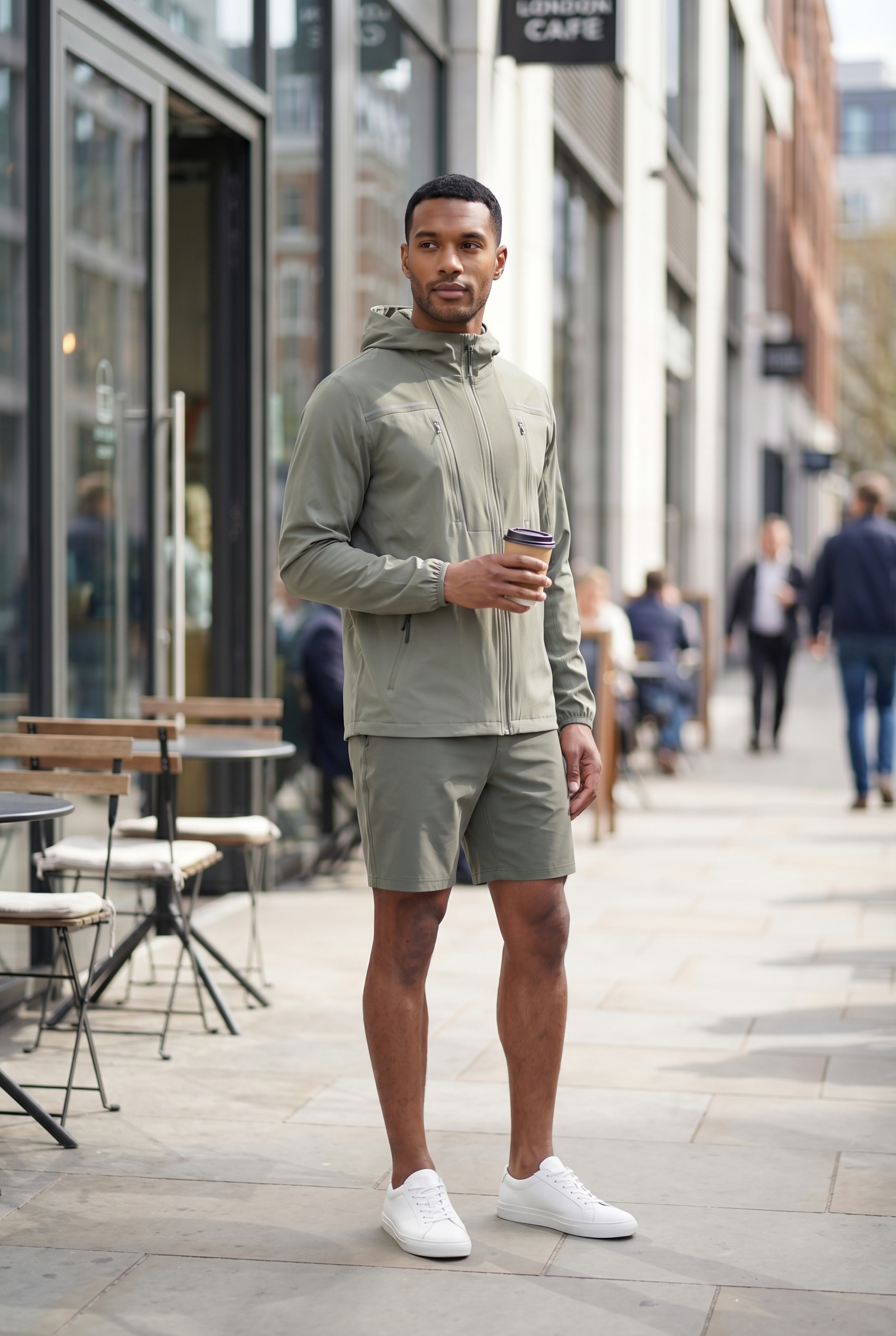 Men's Lightweight Hooded Jacket & Shorts 2-Piece Set | Blackstone London