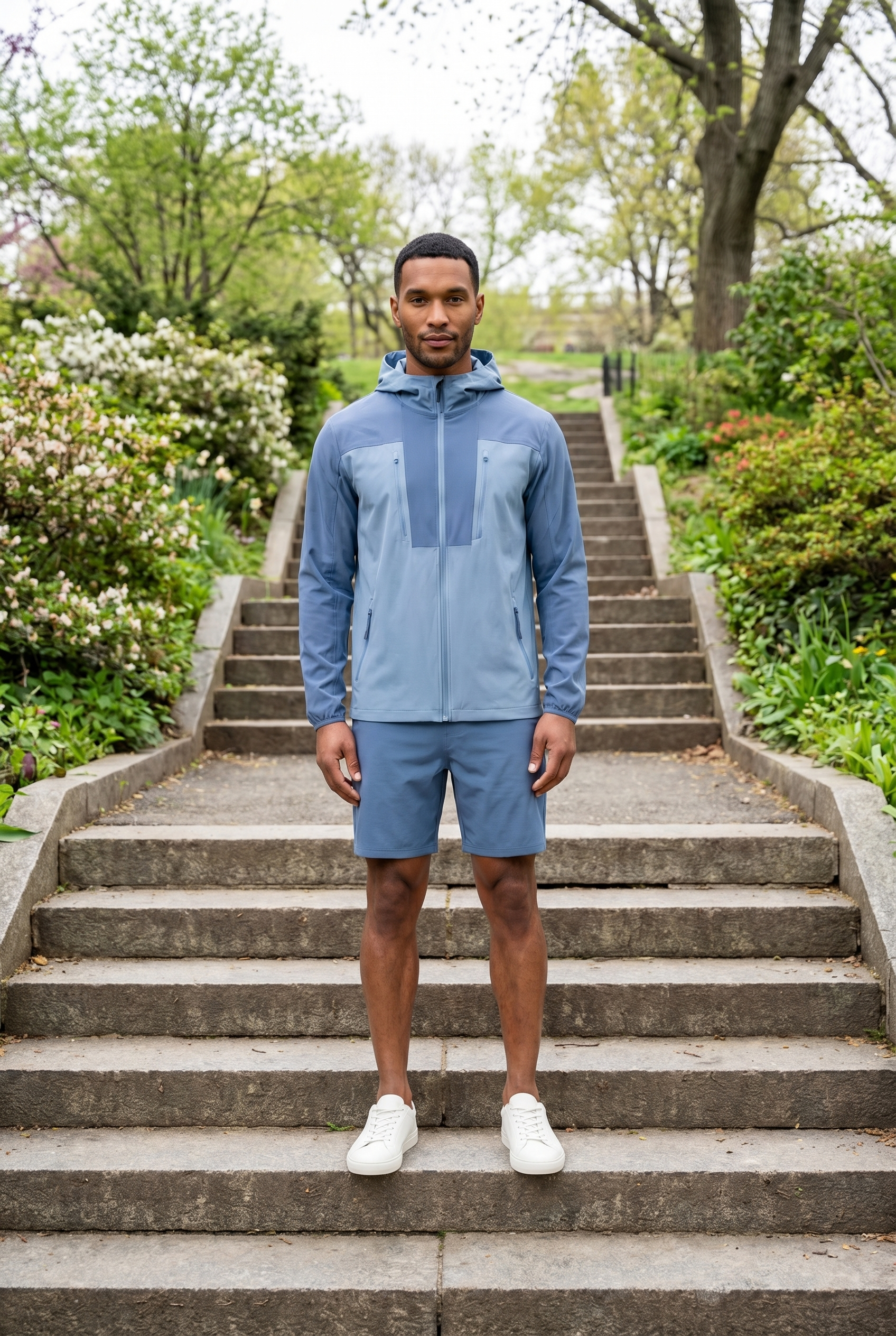 Men's Lightweight Hooded Jacket & Shorts 2-Piece Set | Blackstone London