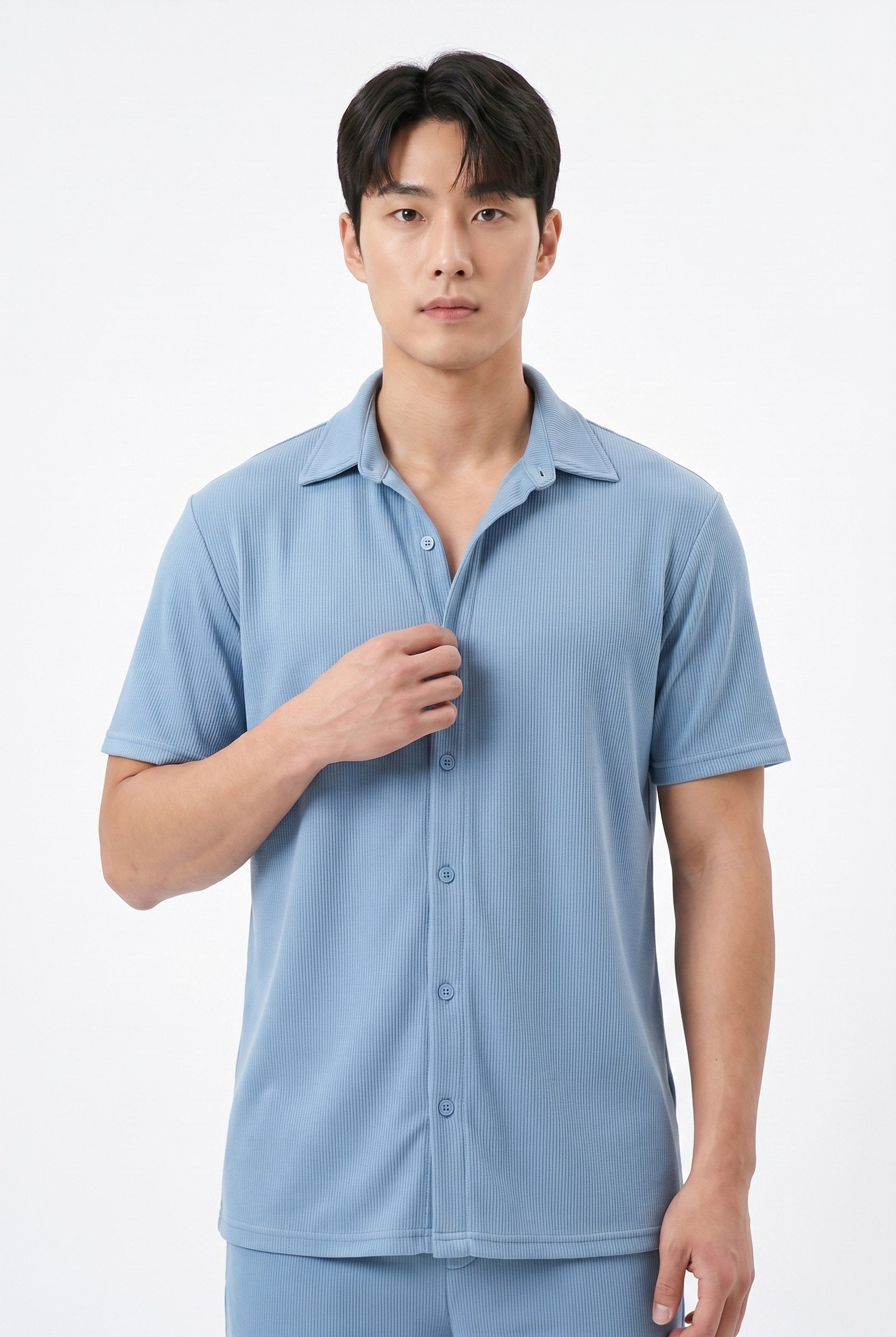 Men's Cuban Collar Knit Shirt & Shorts 2-Piece Set | Blackstone London