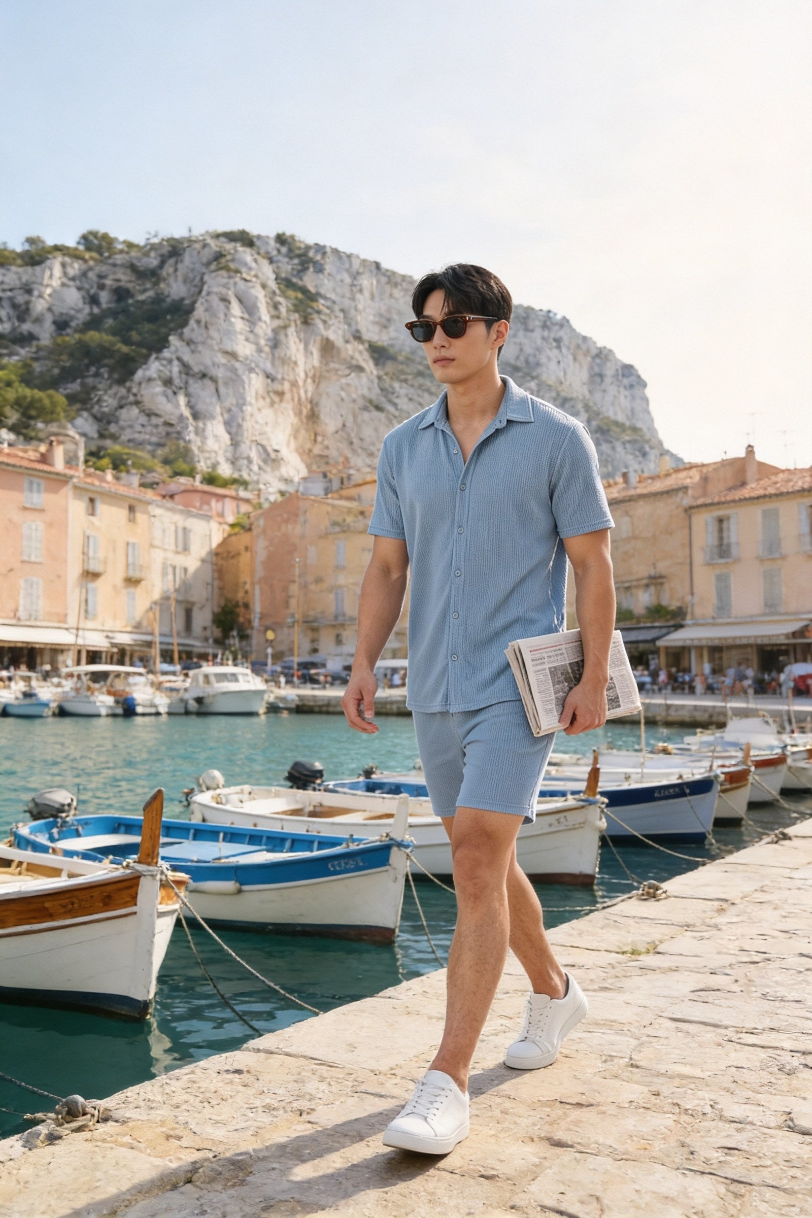 Men's Cuban Collar Knit Shirt & Shorts 2-Piece Set | Blackstone London