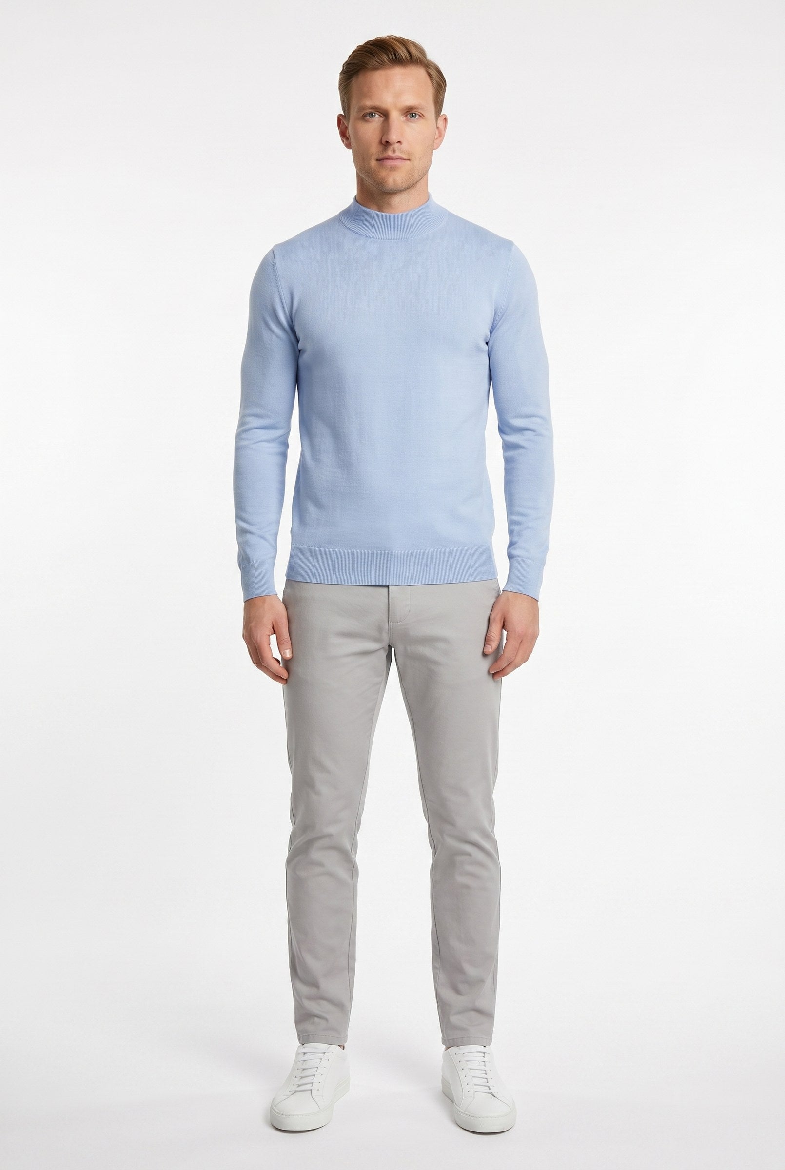 Men's Ultra Fine Cotton Mock Neck Jumper | Blackstone London