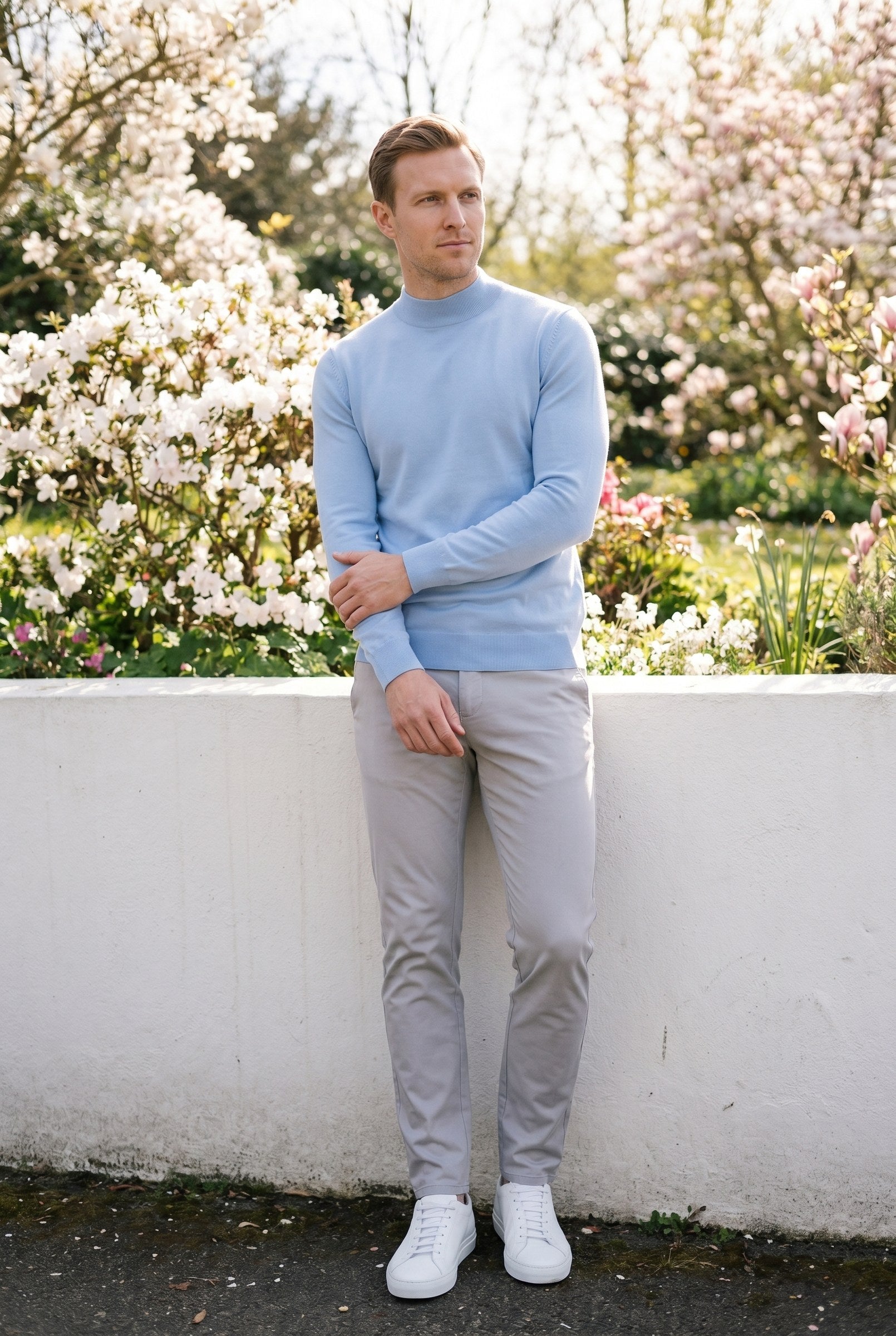 Men's Ultra Fine Cotton Mock Neck Jumper | Blackstone London