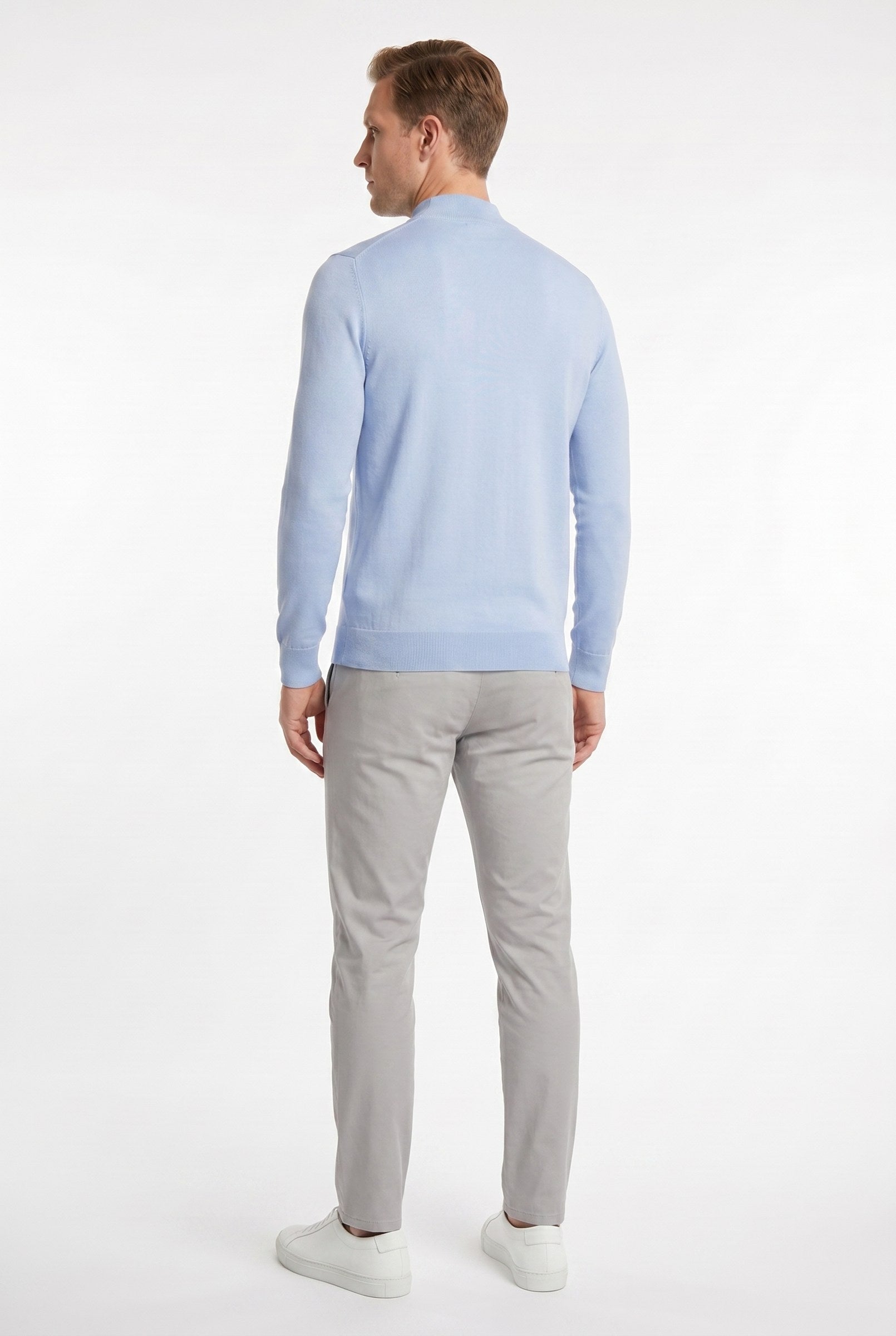 Men's Ultra Fine Cotton Mock Neck Jumper | Blackstone London