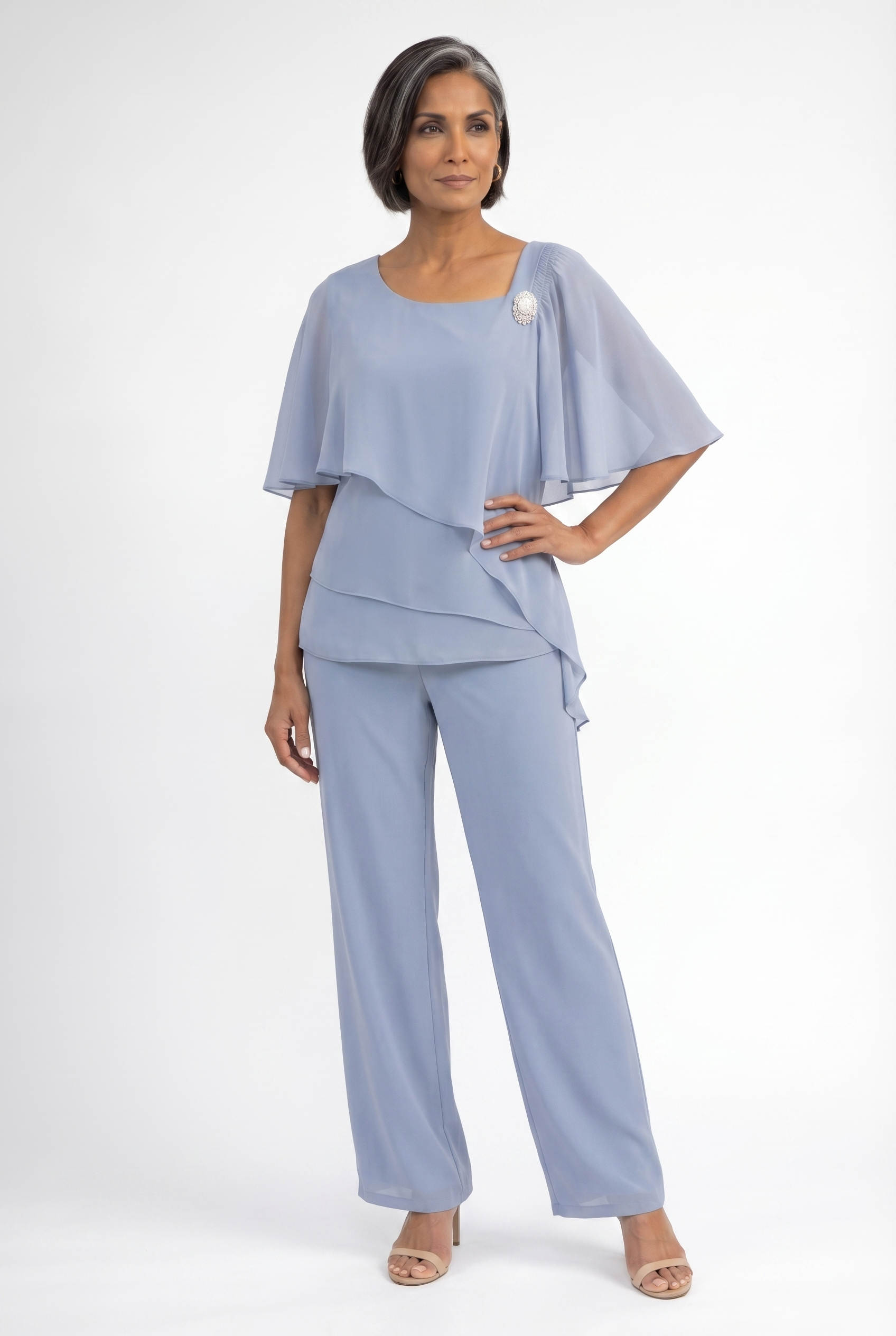 Women's Cape Sleeve Chiffon 2-Piece Set | Blackstone London