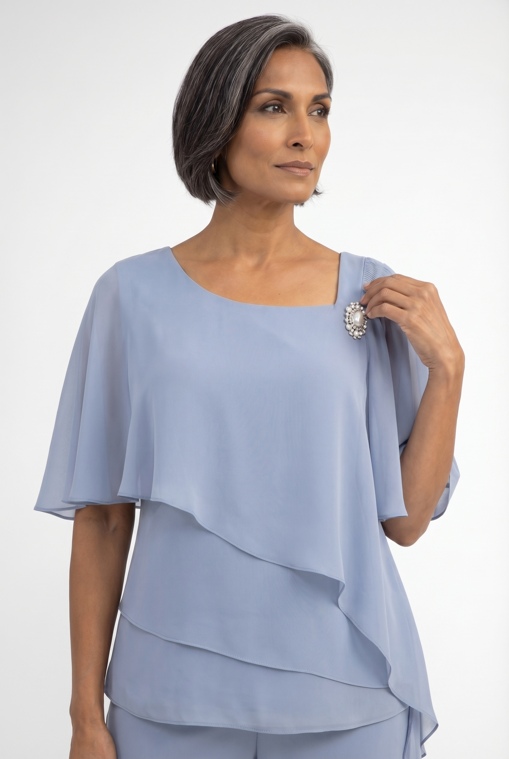 Women's Cape Sleeve Chiffon 2-Piece Set | Blackstone London