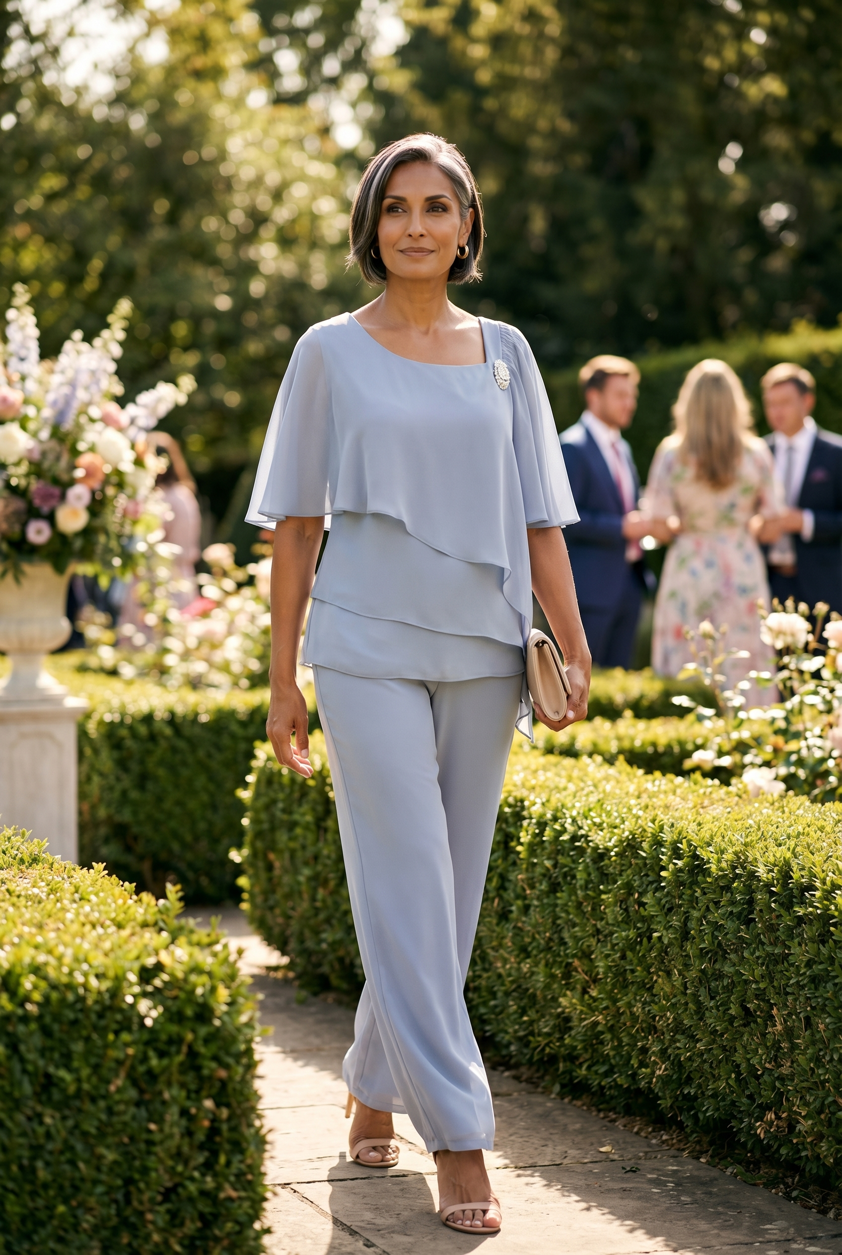 Women's Cape Sleeve Chiffon 2-Piece Set | Blackstone London