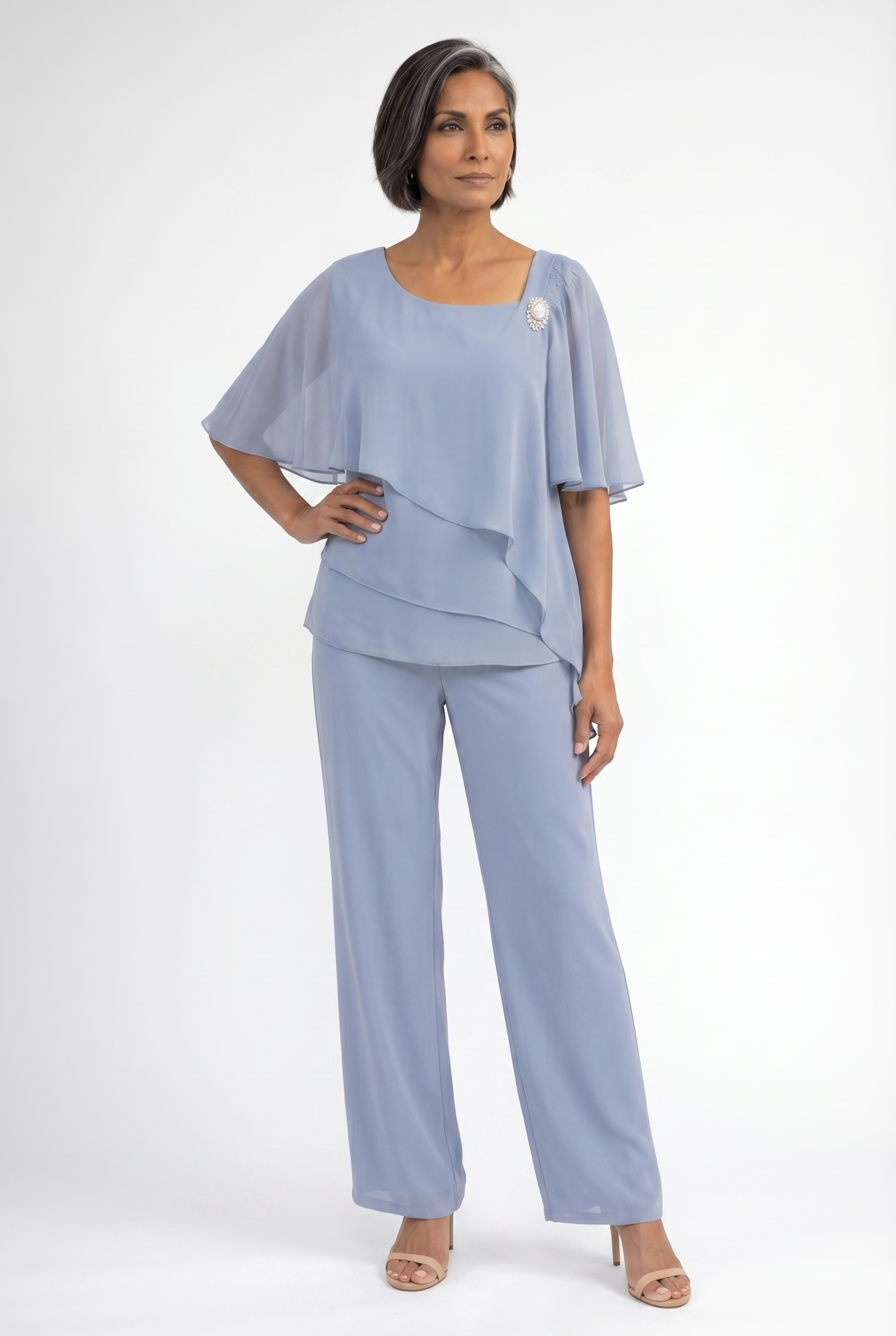 Women's Cape Sleeve Chiffon 2-Piece Set | Blackstone London