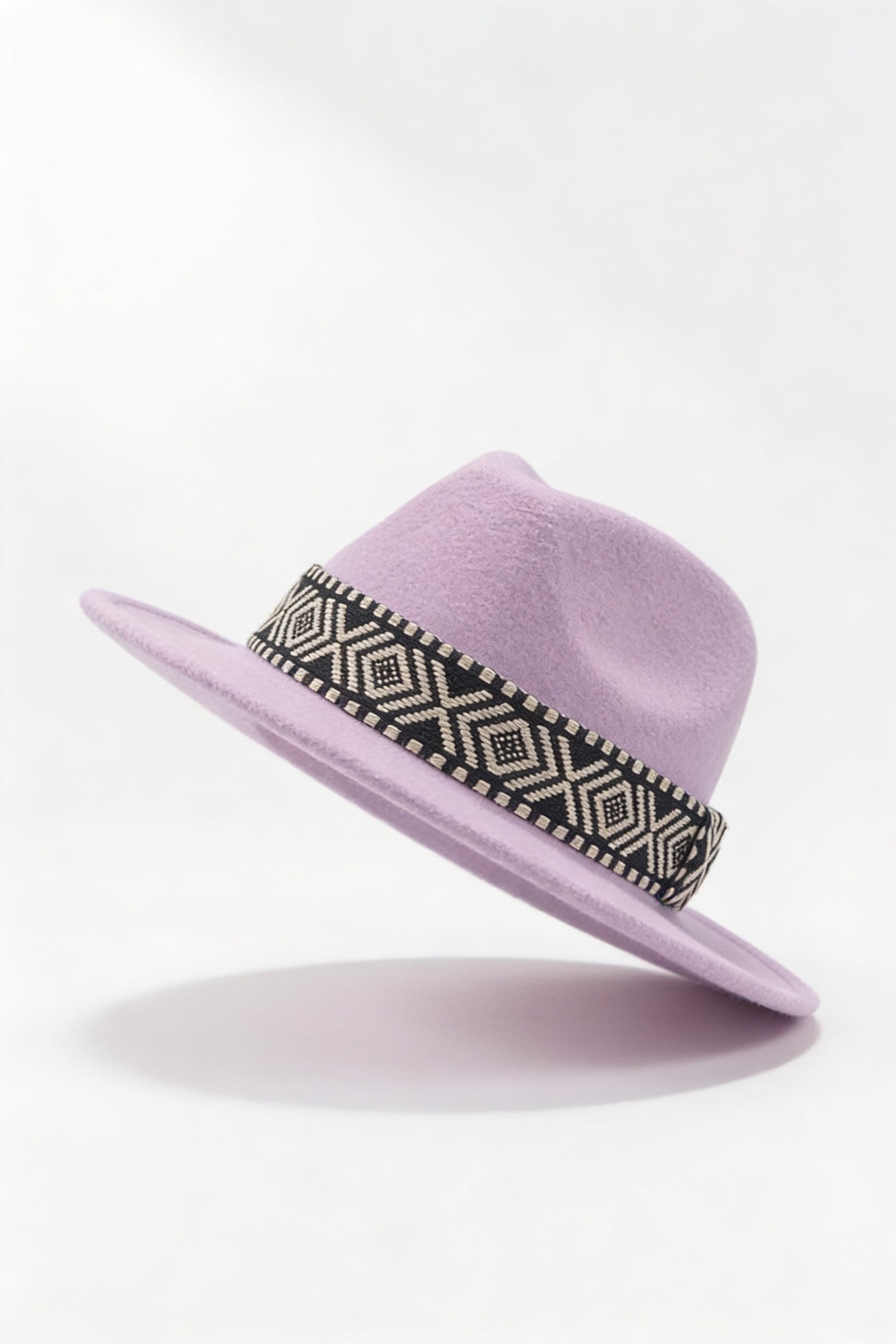 Men's Wide Brim Fedora Hat with Aztec Band | Blackstone London
