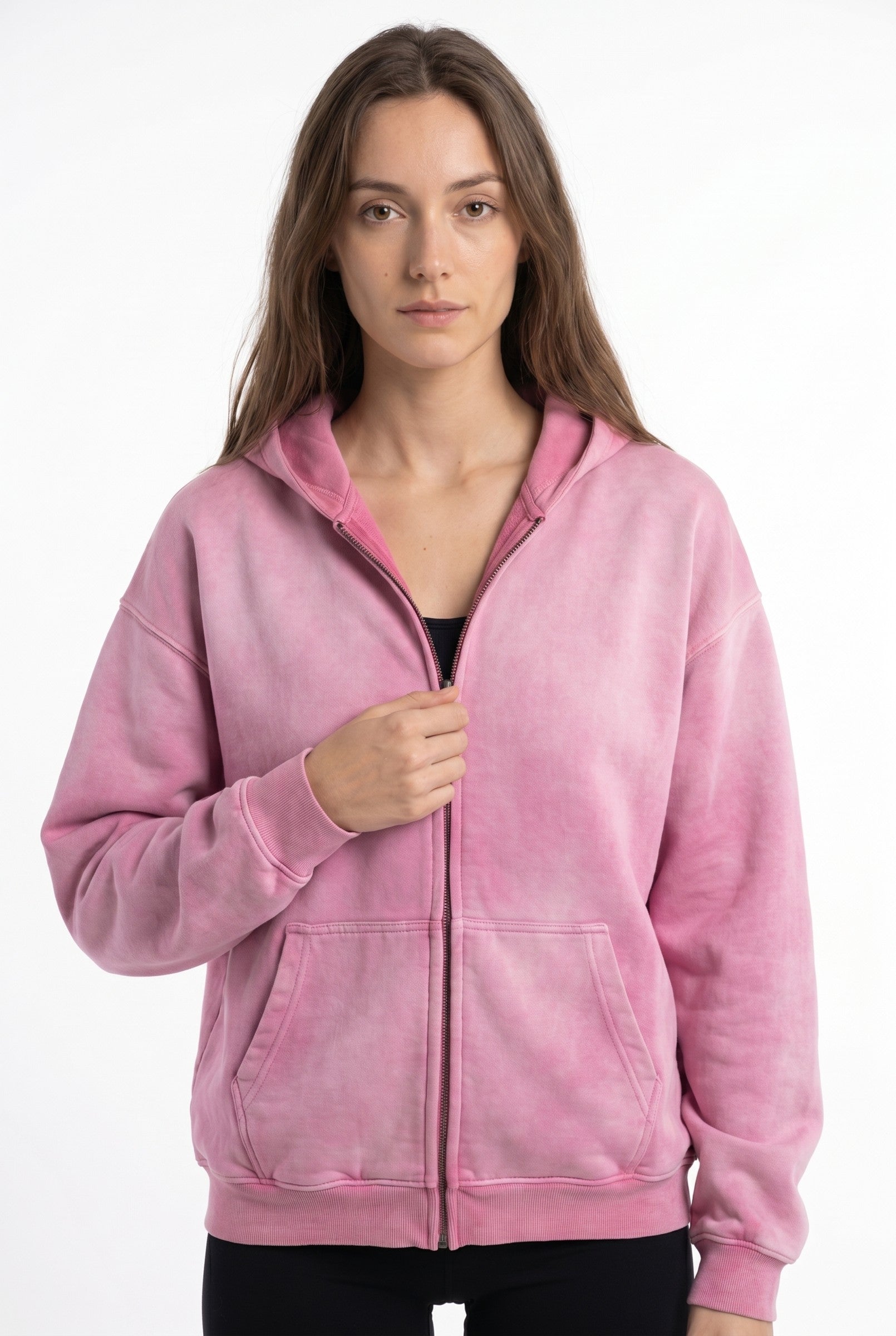 Women's Acid Wash Zip Hoodie | Blackstone London