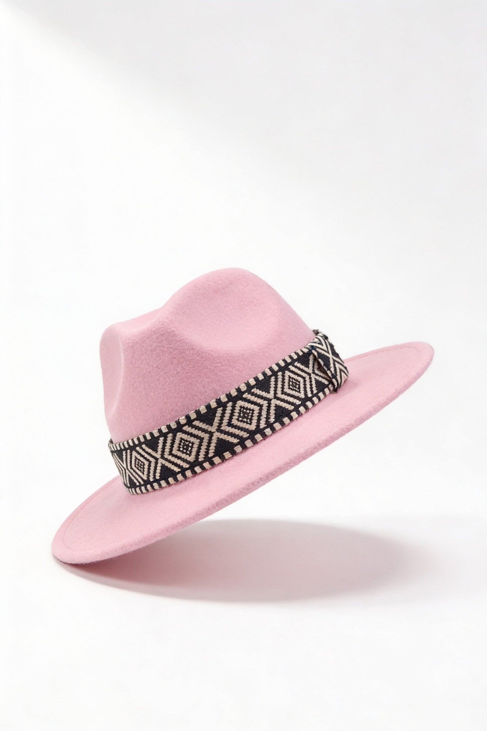 Men's Wide Brim Fedora Hat with Aztec Band | Blackstone London