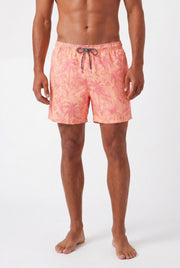 Men's Peach Palm Print Swim Shorts | Blackstone London