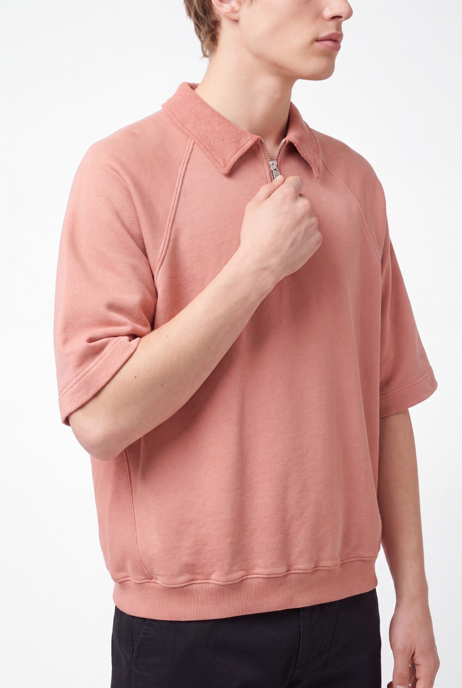 Men's Snow Washed Quarter Zip Polo | Blackstone London