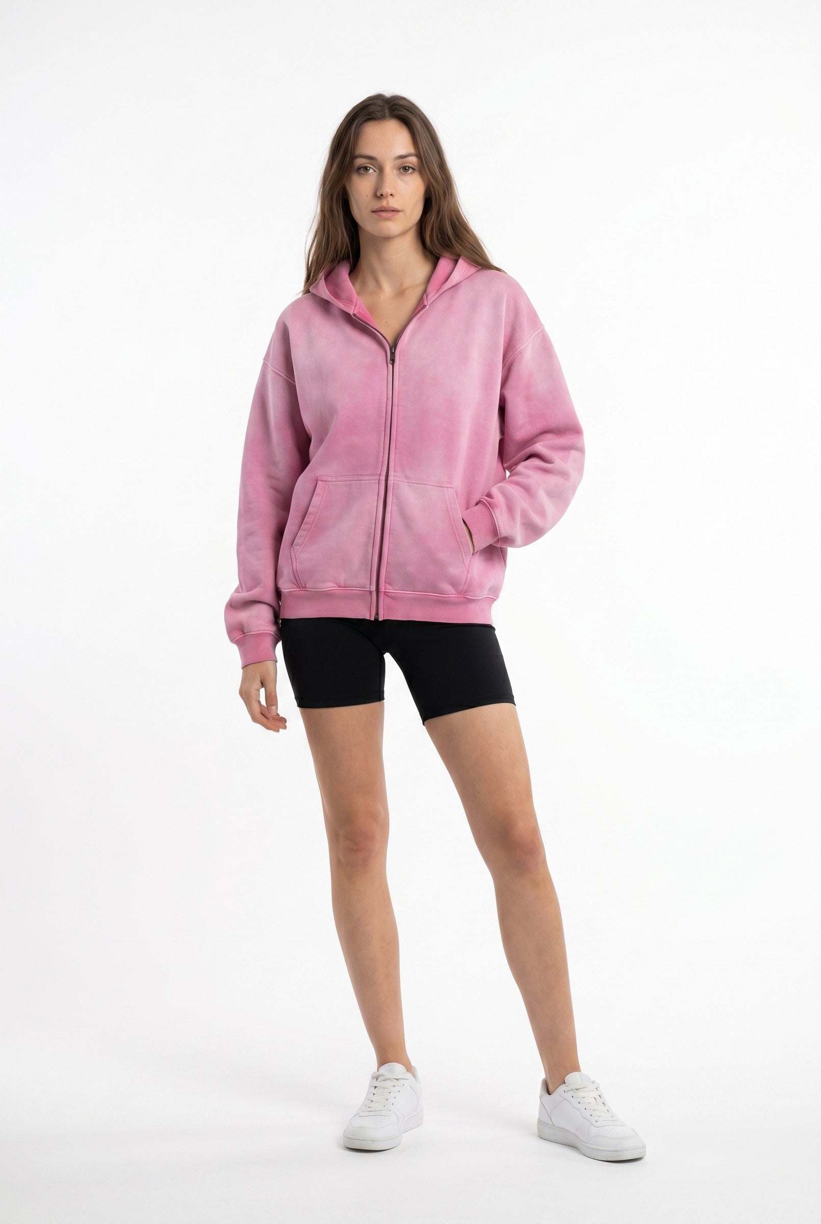Women's Acid Wash Zip Hoodie | Blackstone London
