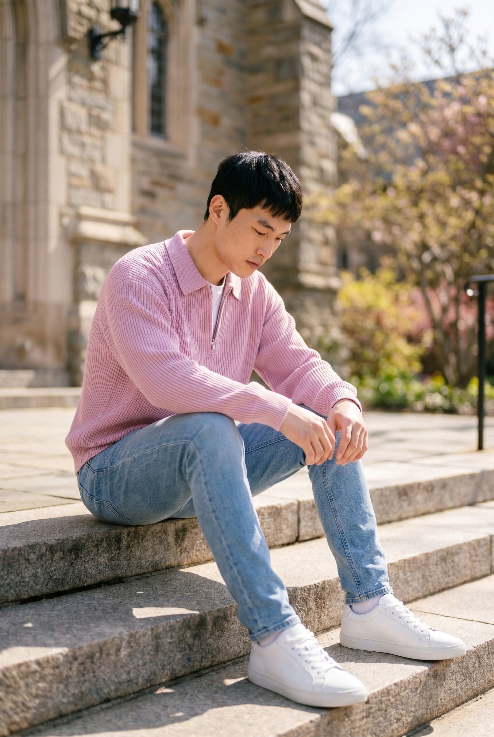 Men's Acid Washed Half-Zip Knit Pullover | Blackstone London