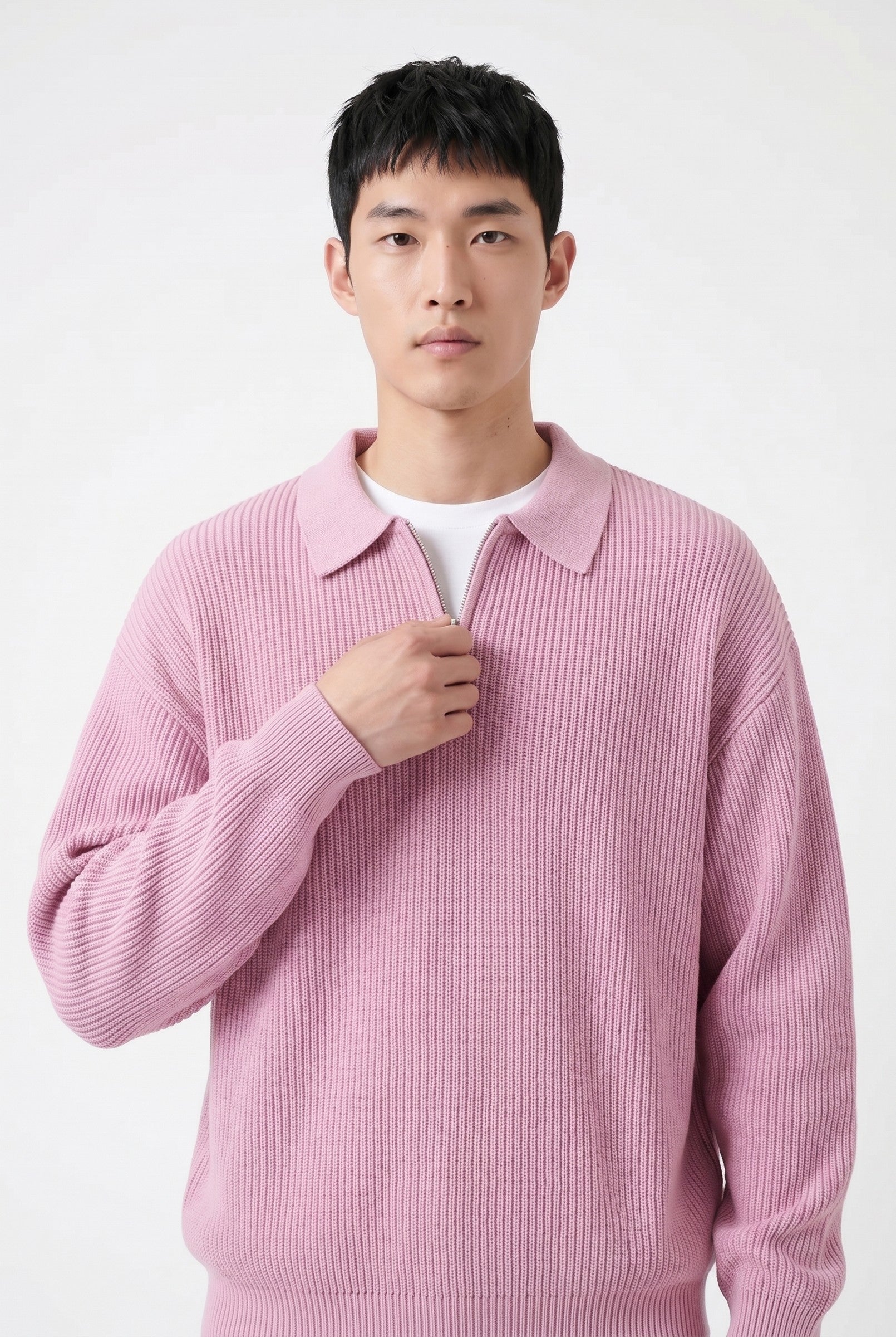 Men's Acid Washed Half-Zip Knit Pullover | Blackstone London