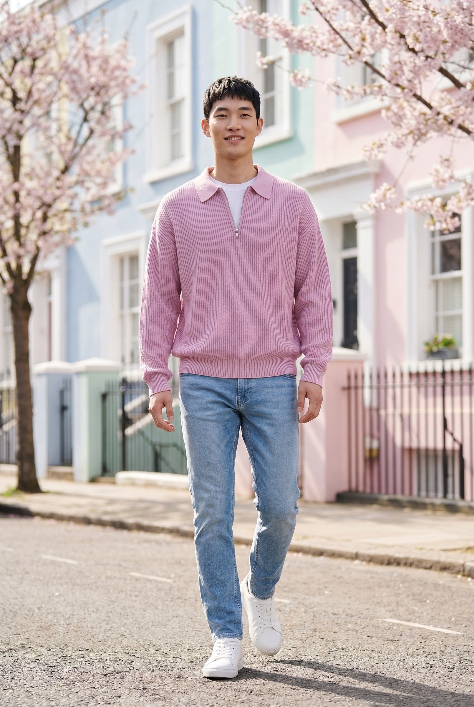 Men's Acid Washed Half-Zip Knit Pullover | Blackstone London