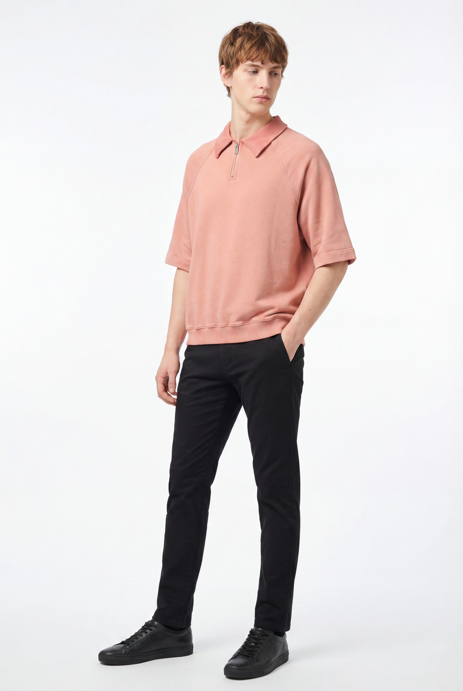 Men's Snow Washed Quarter Zip Polo | Blackstone London