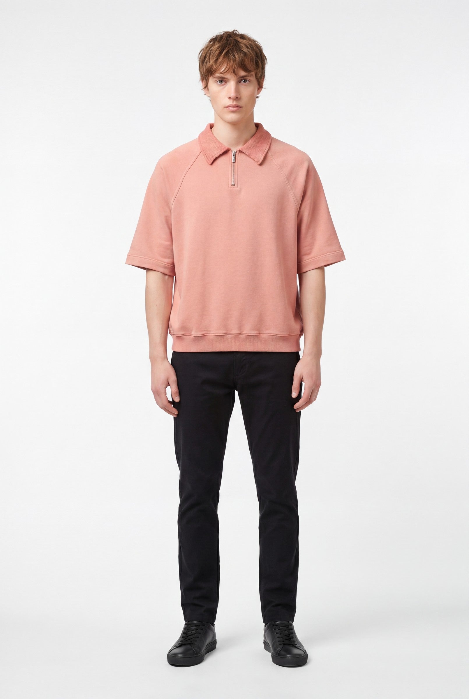 Men's Snow Washed Quarter Zip Polo | Blackstone London