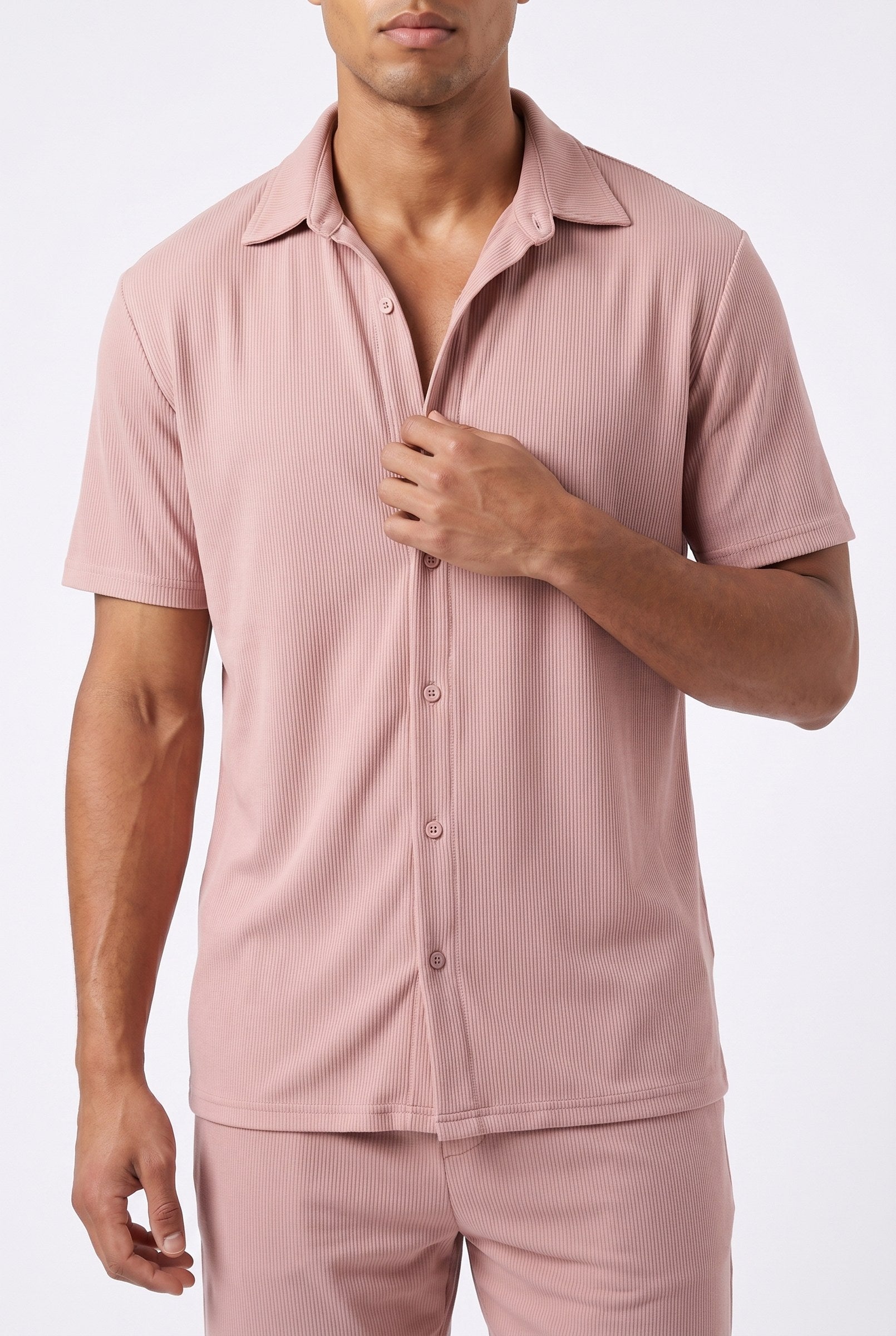 Men's Cuban Collar Knit Shirt & Shorts 2-Piece Set | Blackstone London