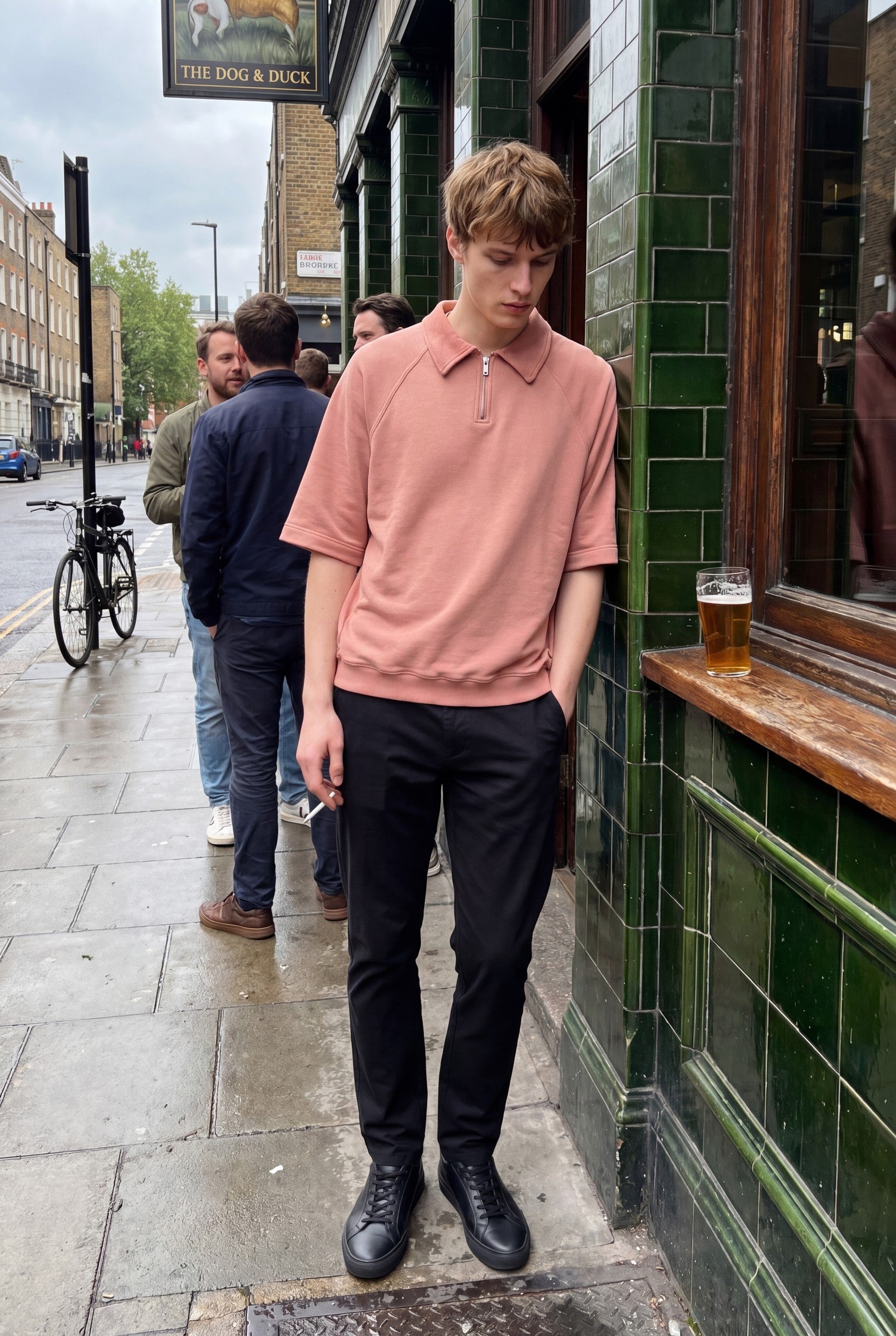 Men's Snow Washed Quarter Zip Polo | Blackstone London