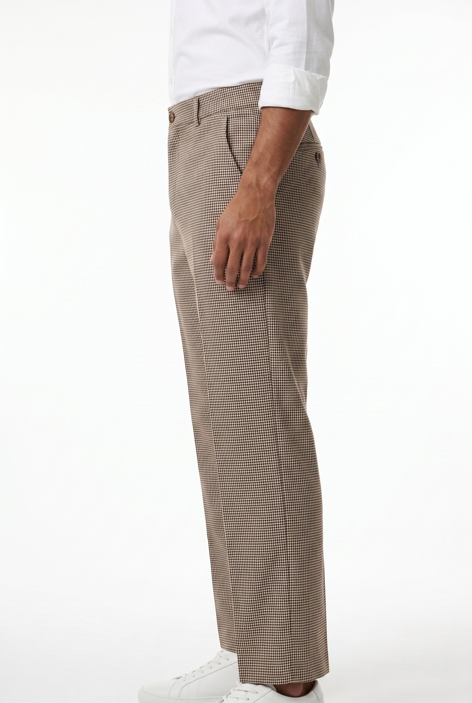 Men's Dogtooth Woven Cropped Trouser | Blackstone London
