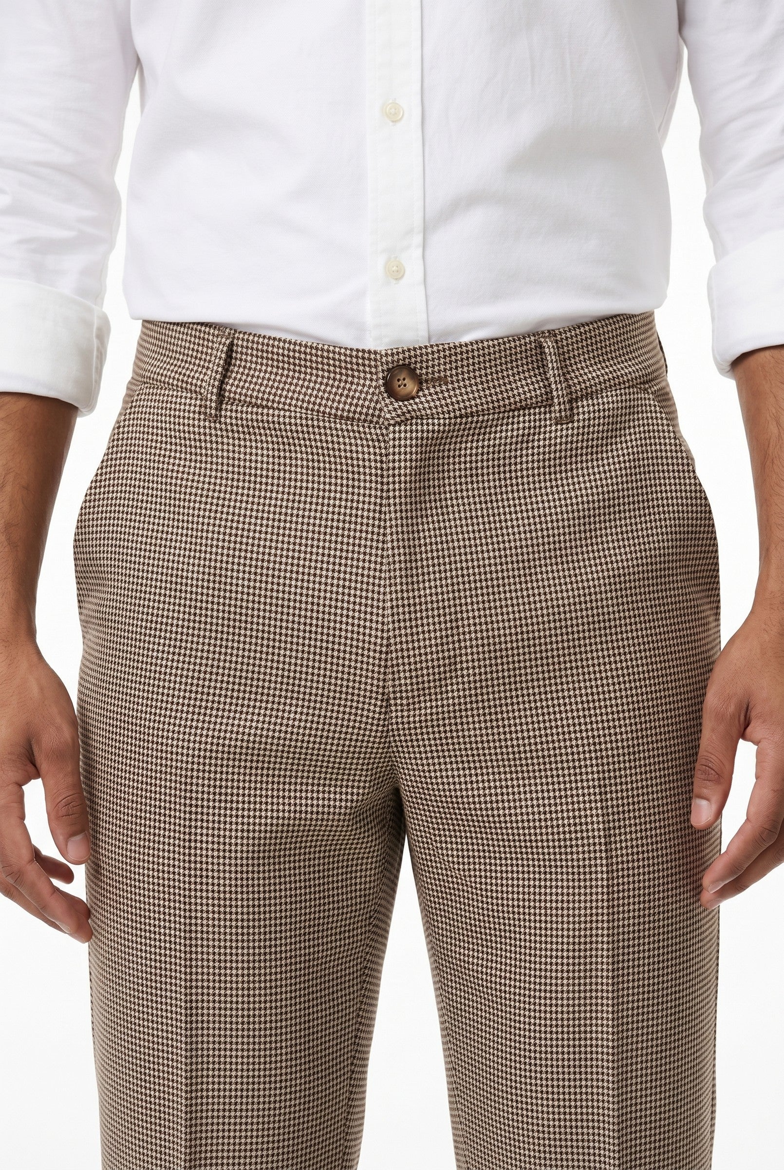 Men's Dogtooth Woven Cropped Trouser | Blackstone London