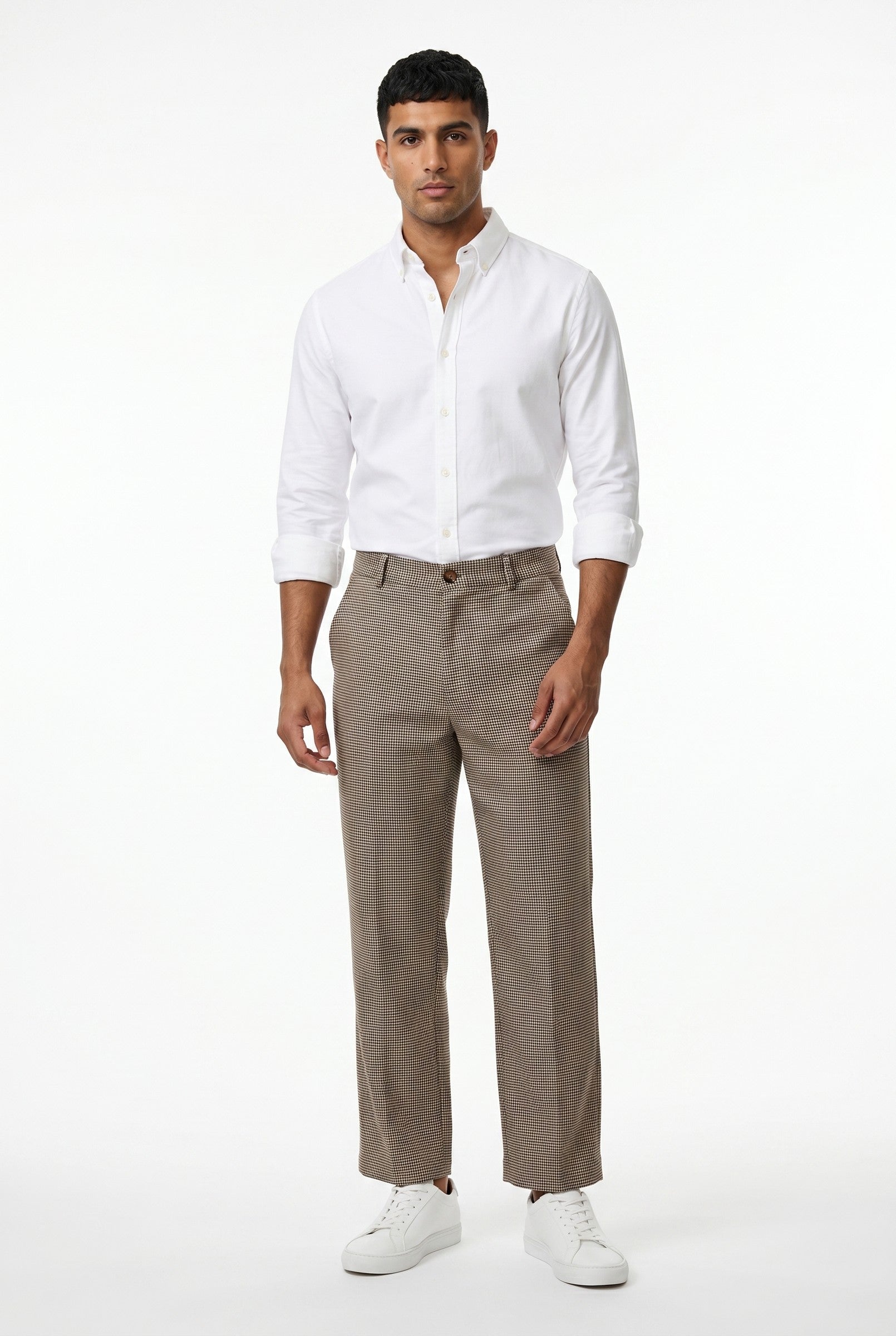 Men's Dogtooth Woven Cropped Trouser | Blackstone London