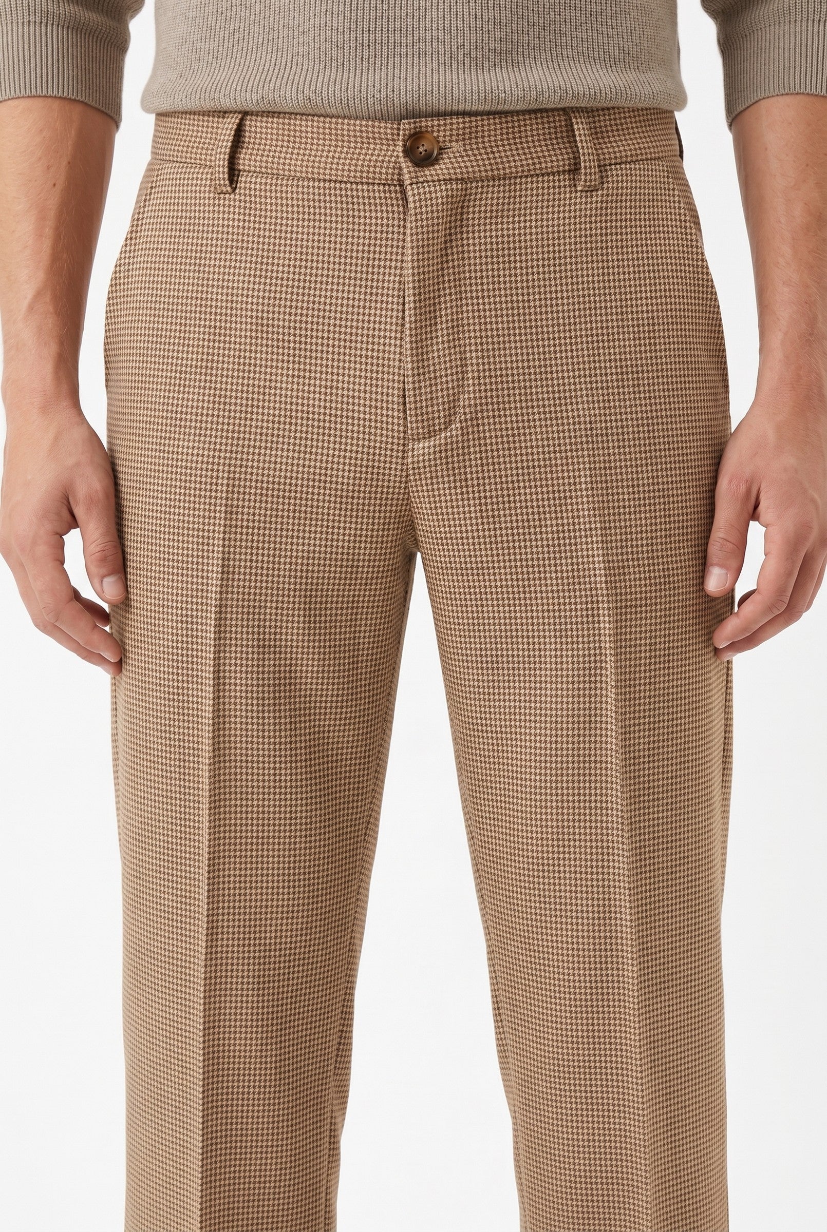 Men's Dogtooth Woven Cropped Trouser | Blackstone London