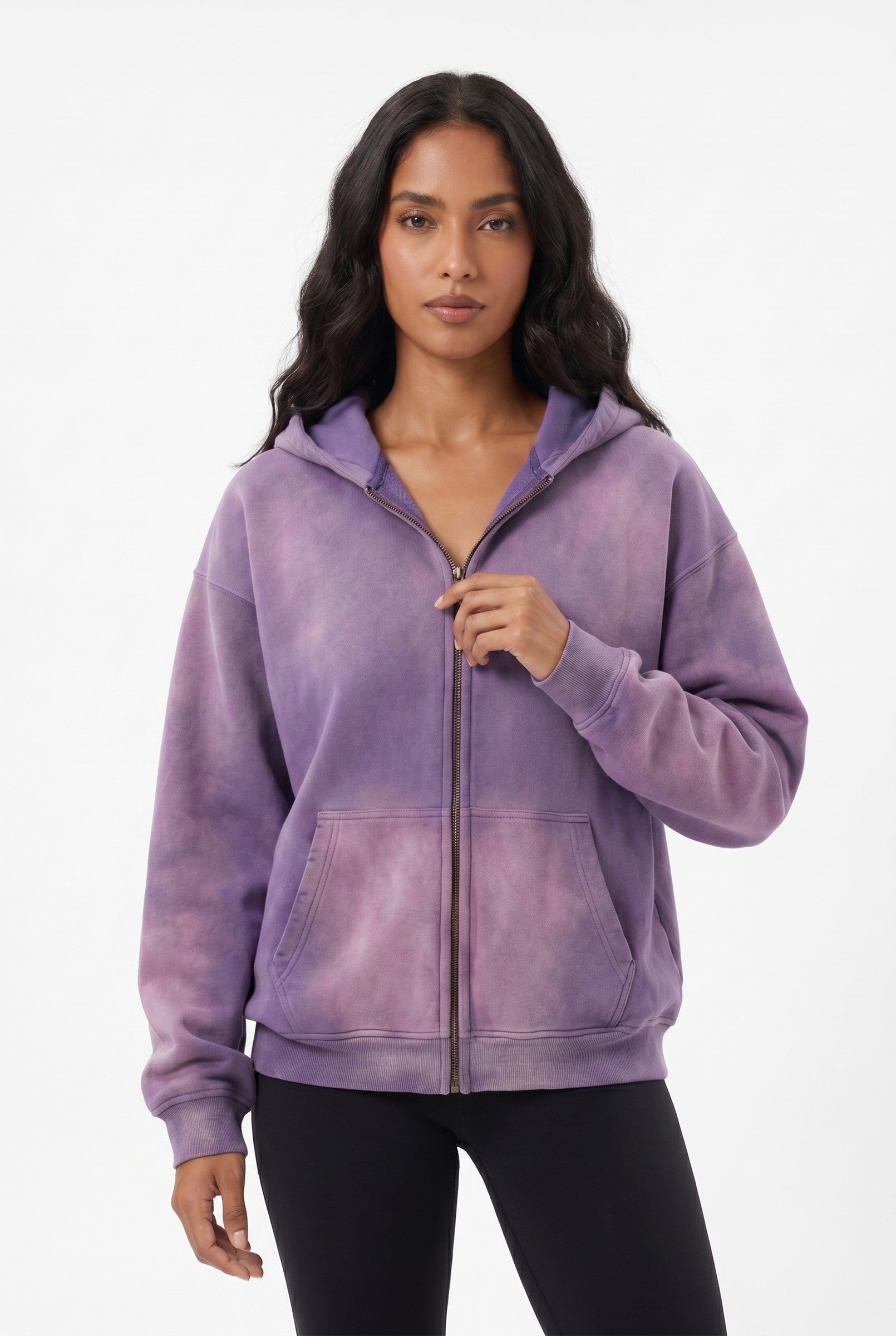 Women's Acid Wash Zip Hoodie | Blackstone London