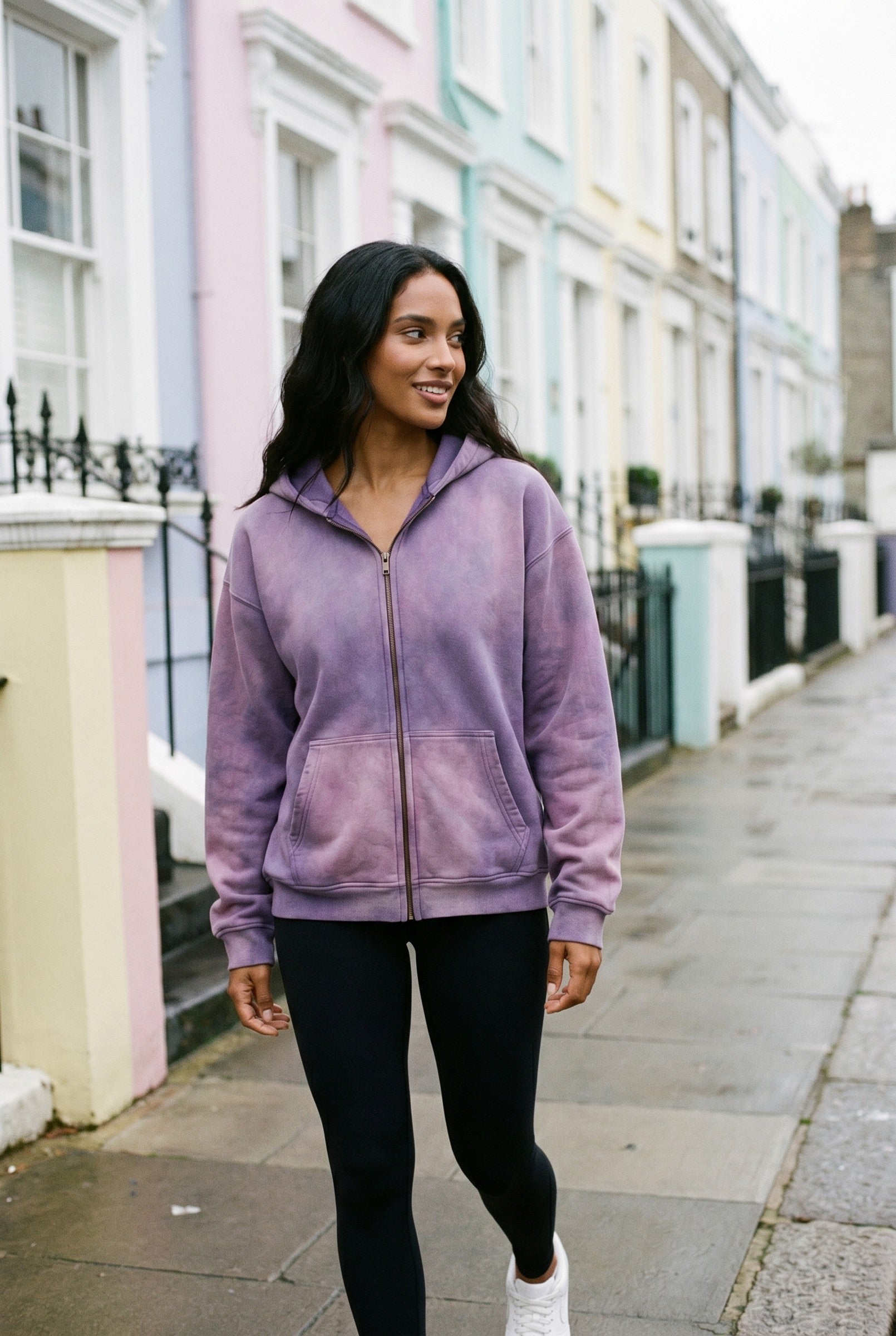 Women's Acid Wash Zip Hoodie | Blackstone London