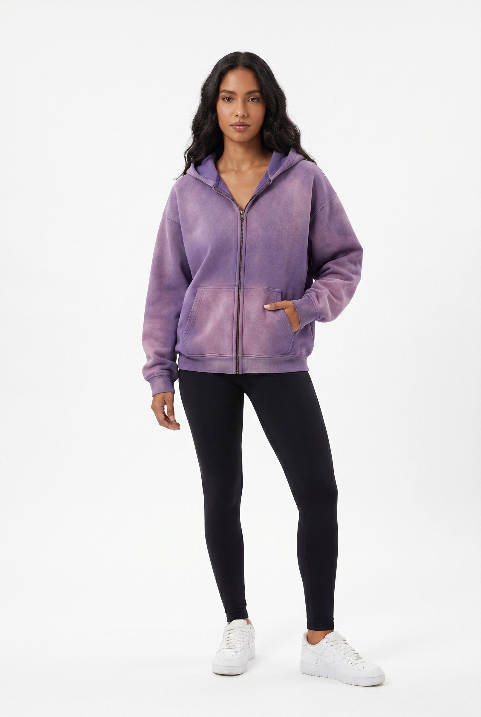 Women's Acid Wash Zip Hoodie | Blackstone London