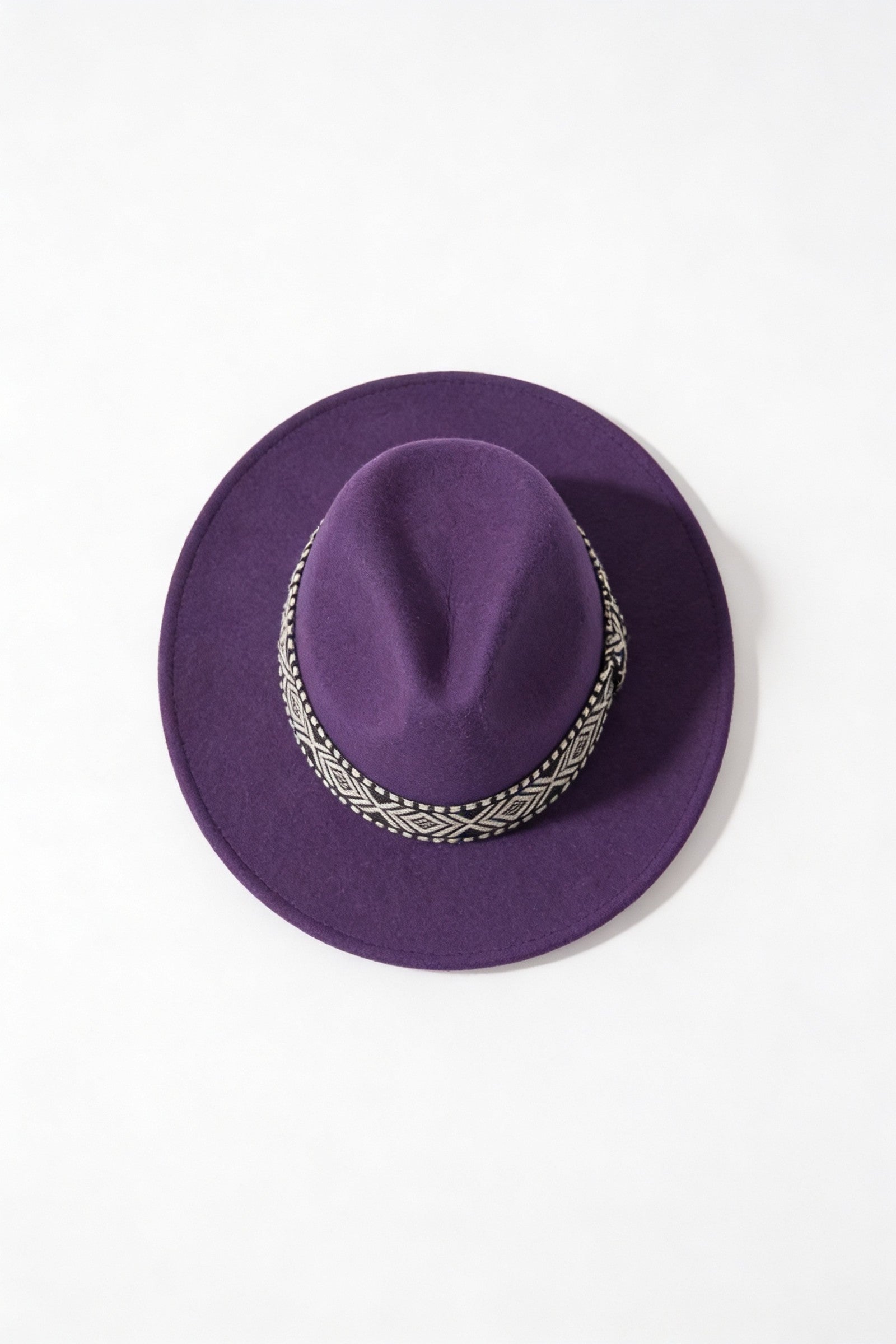 Men's Wide Brim Fedora Hat with Aztec Band | Blackstone London