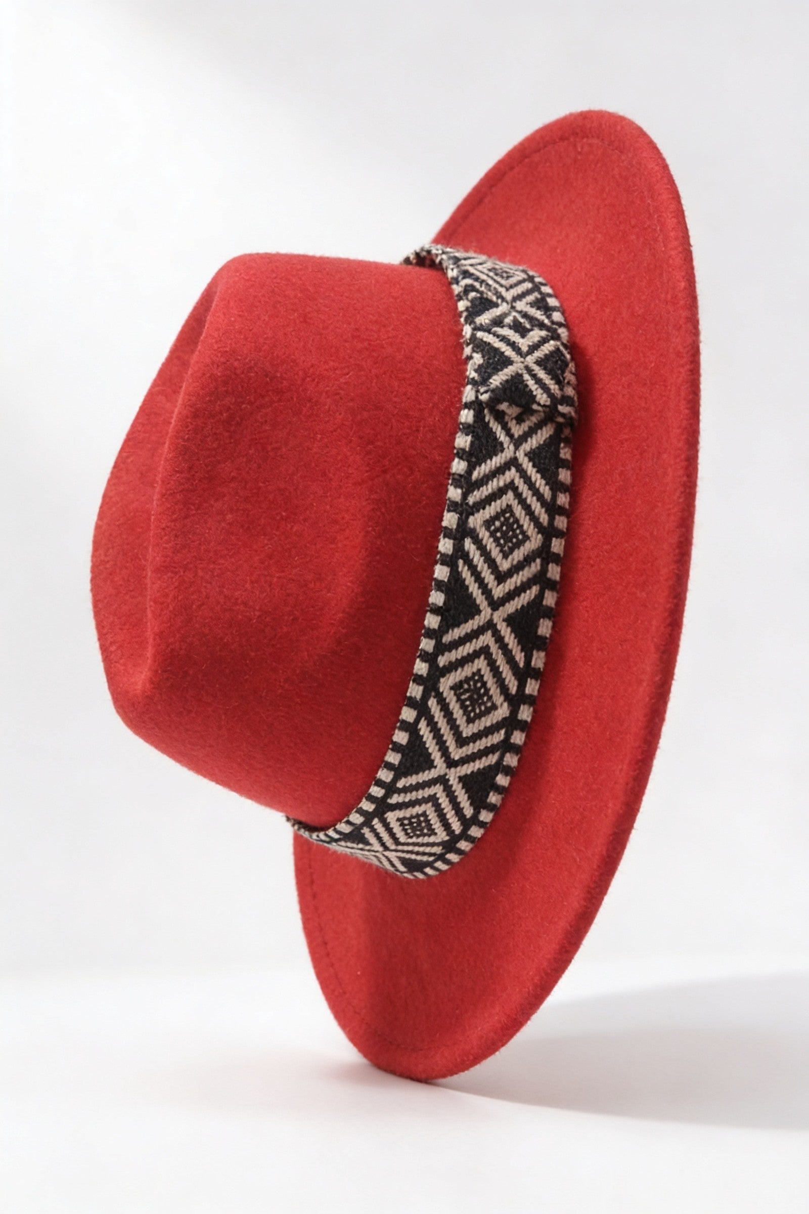 Men's Wide Brim Fedora Hat with Aztec Band | Blackstone London