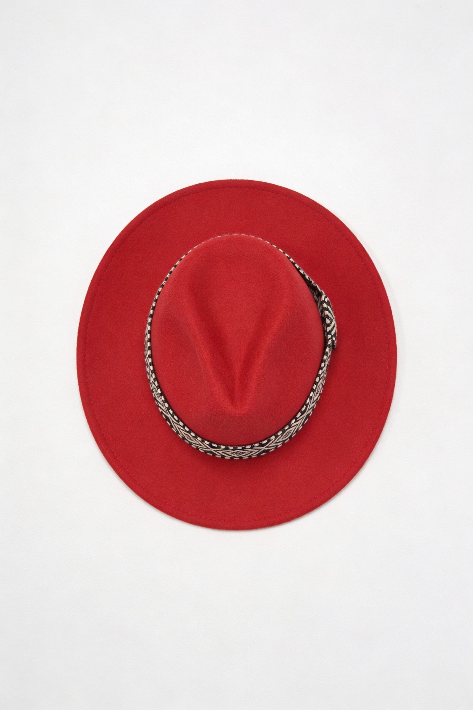 Men's Wide Brim Fedora Hat with Aztec Band | Blackstone London
