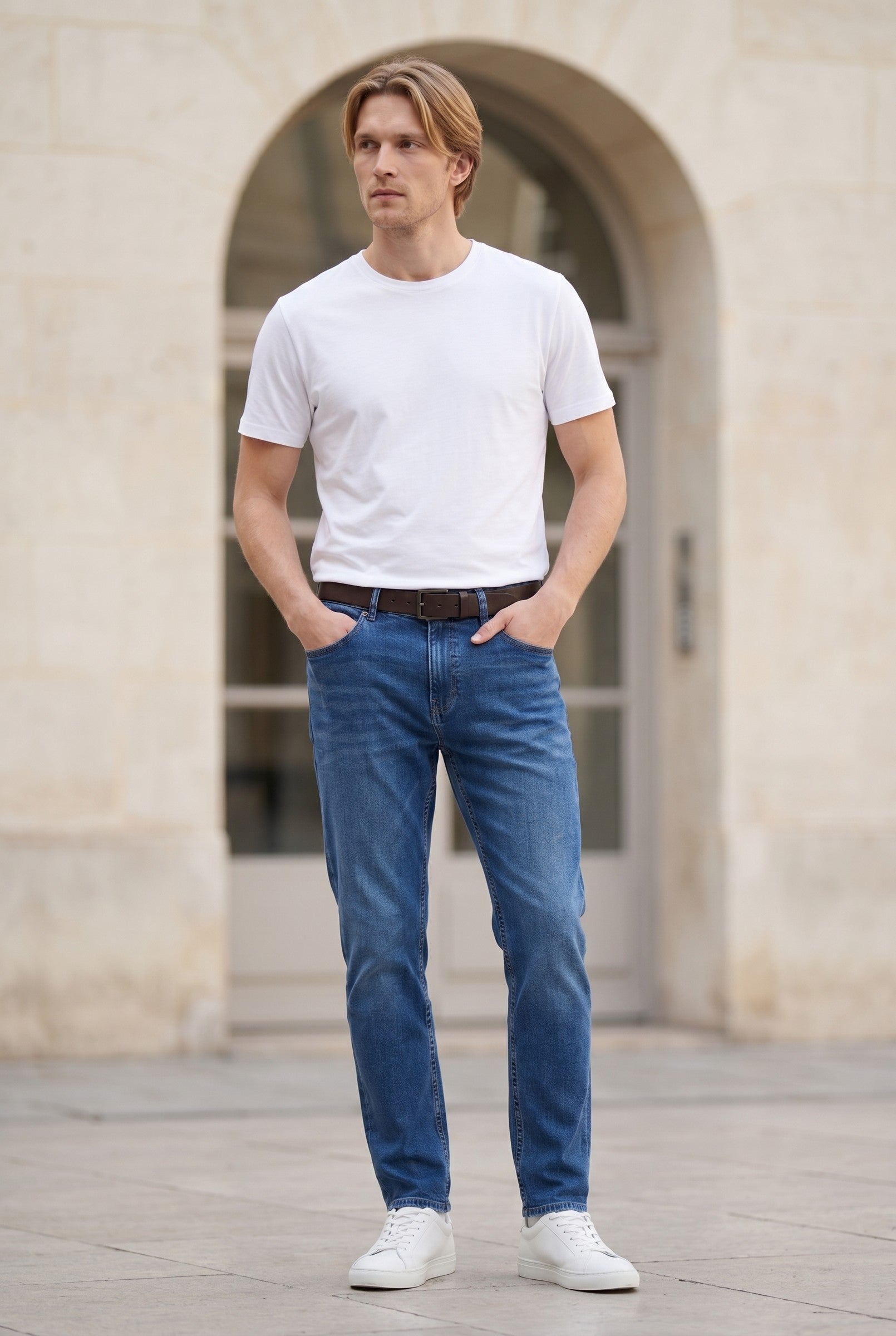 Men's Slim Tapered Stretch Denim Jeans | Blackstone London