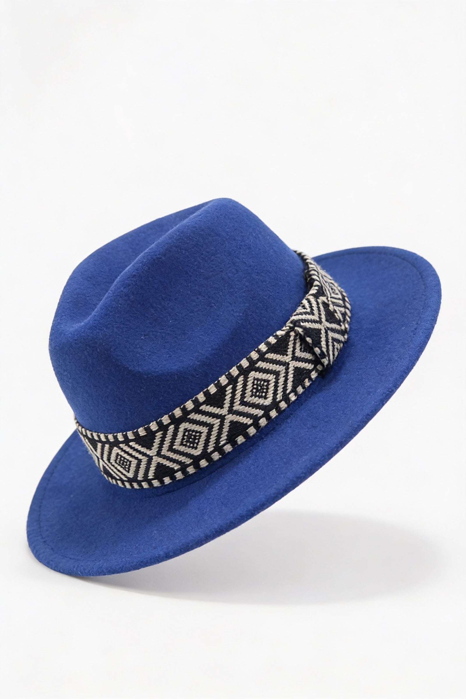 Men's Wide Brim Fedora Hat with Aztec Band | Blackstone London