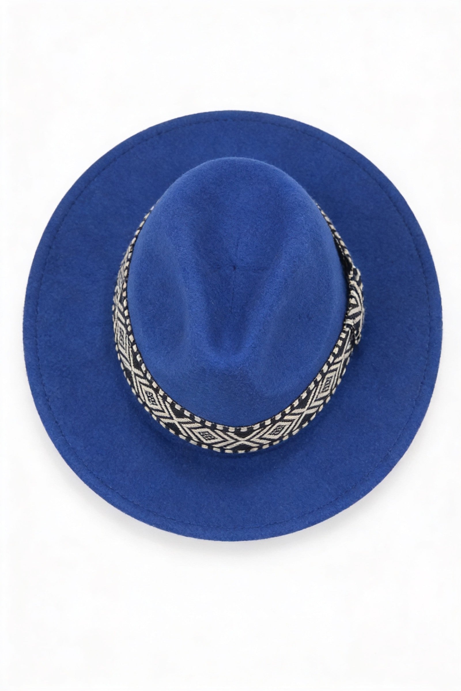 Men's Wide Brim Fedora Hat with Aztec Band | Blackstone London