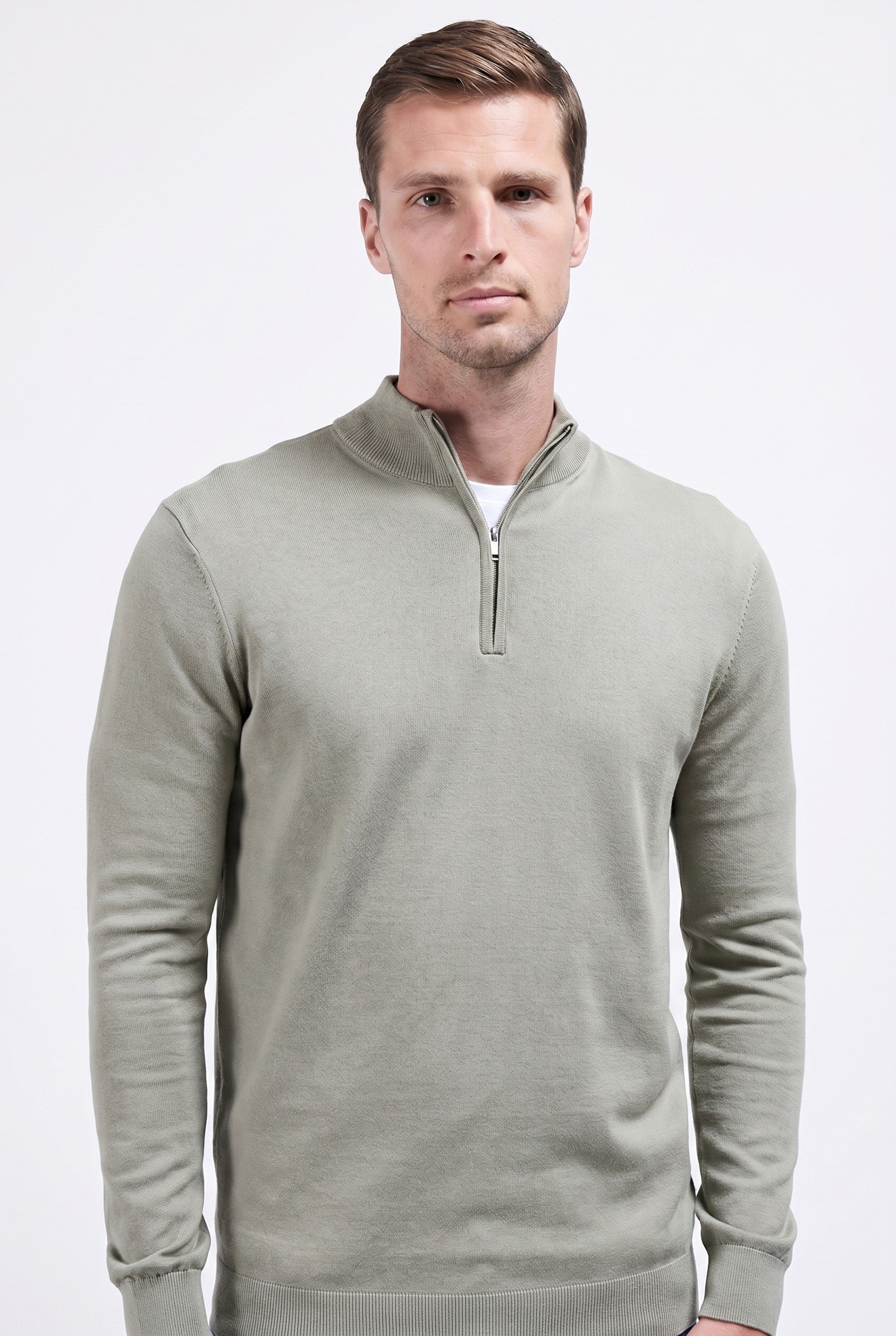 Men's Cotton Knitted Half Zip Funnel Neck Jumper | Blackstone London