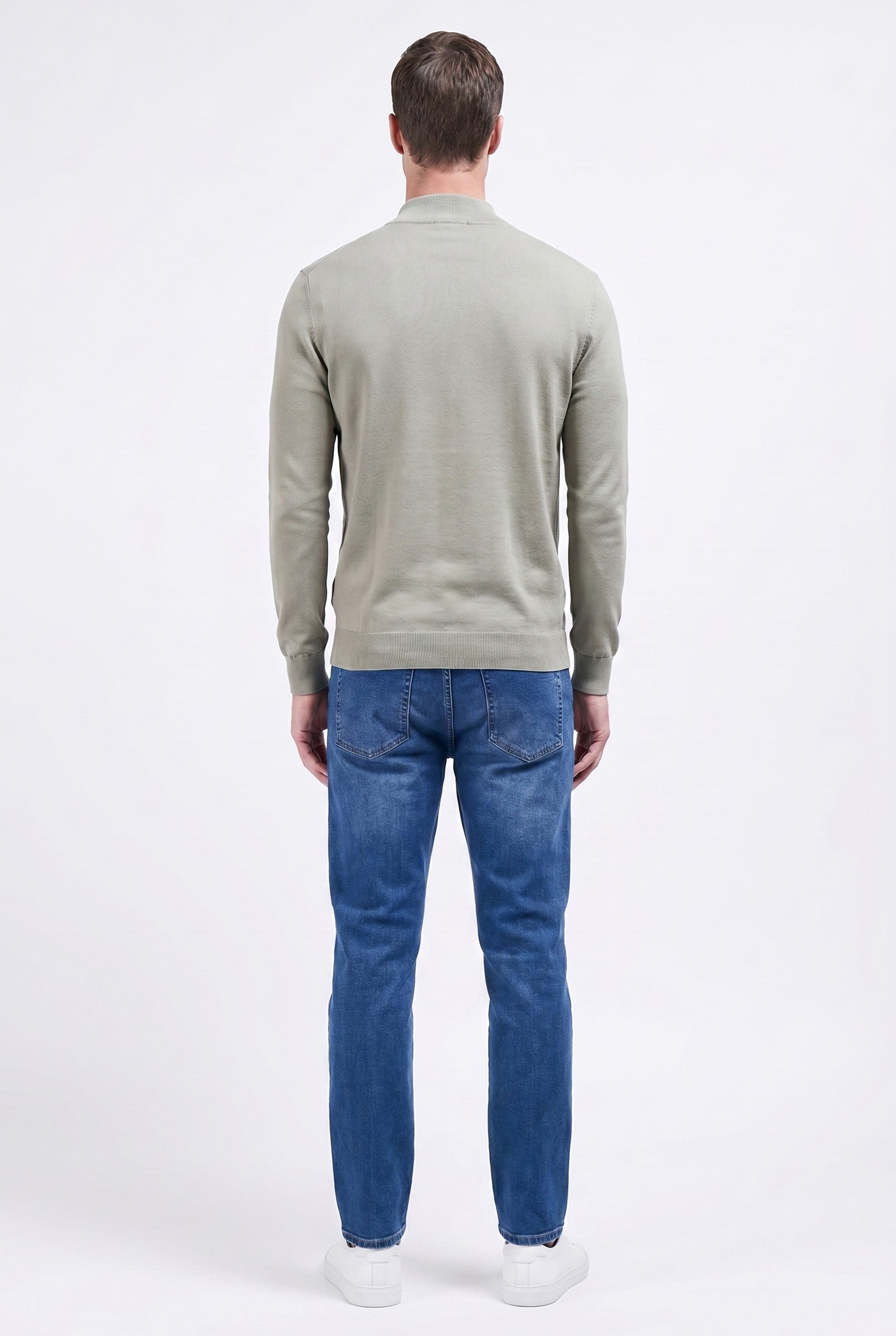Men's Cotton Knitted Half Zip Funnel Neck Jumper | Blackstone London