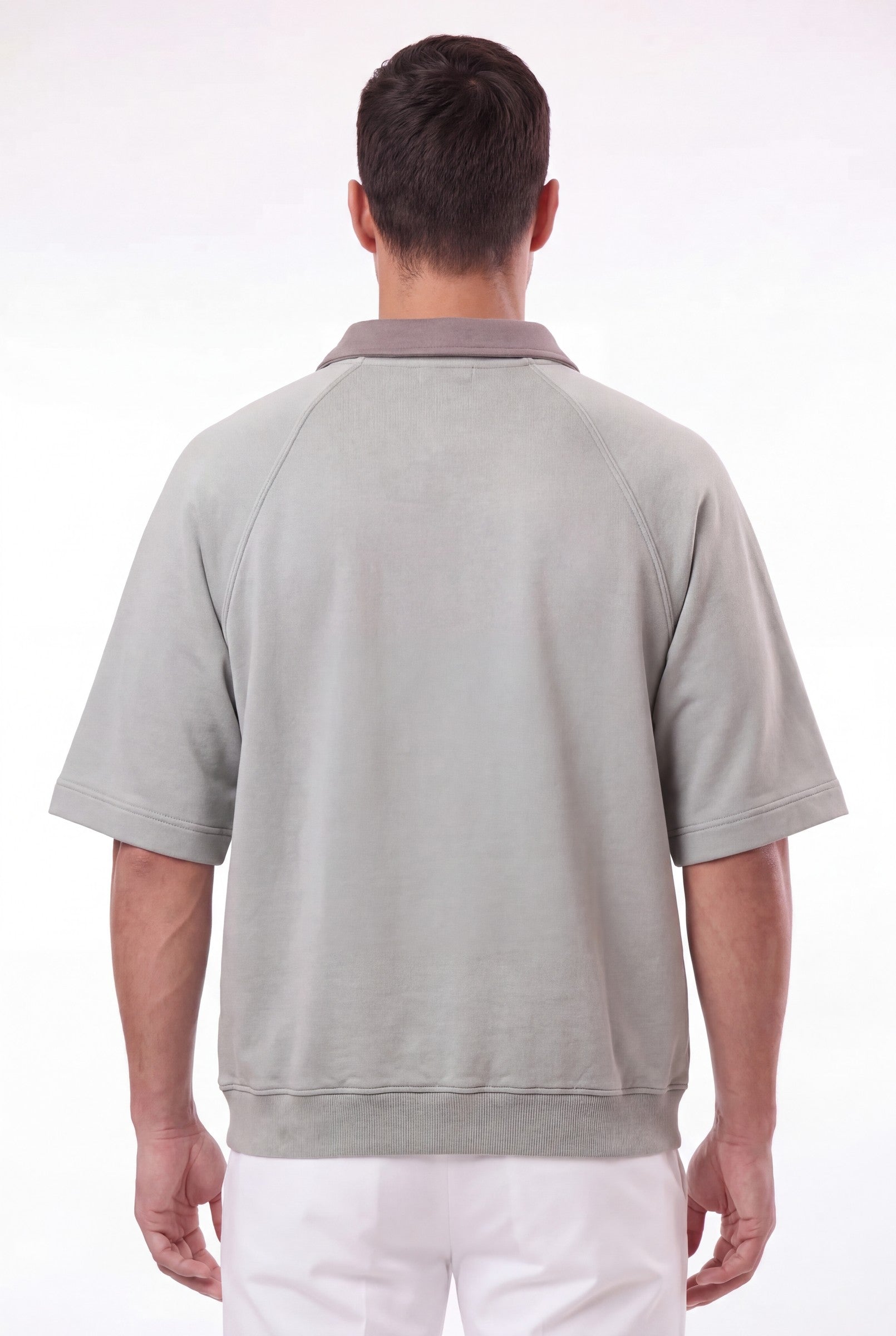 Men's Snow Washed Quarter Zip Polo | Blackstone London