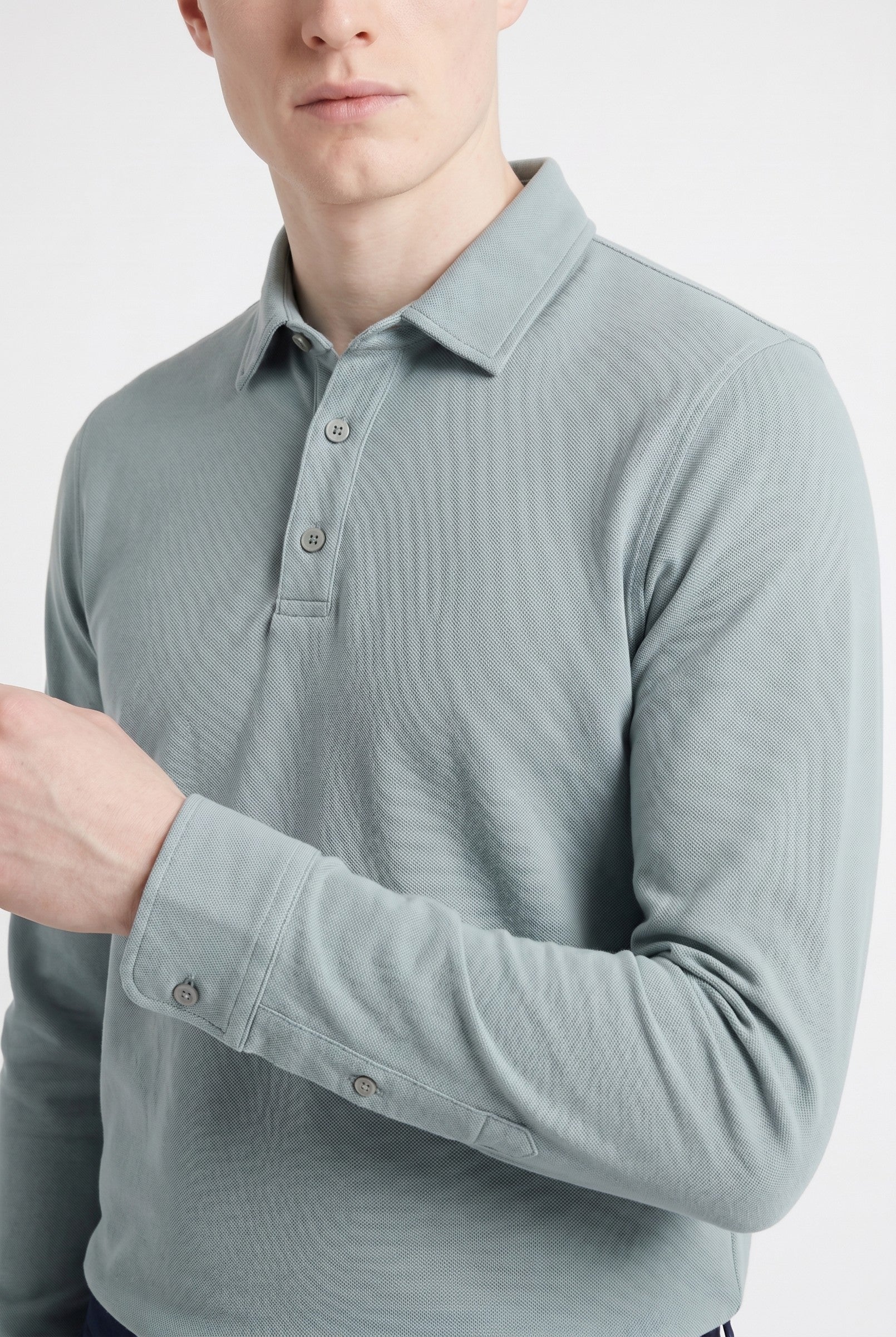 Men's Moxon Long-Sleeve Pique Polo | Blackstone London