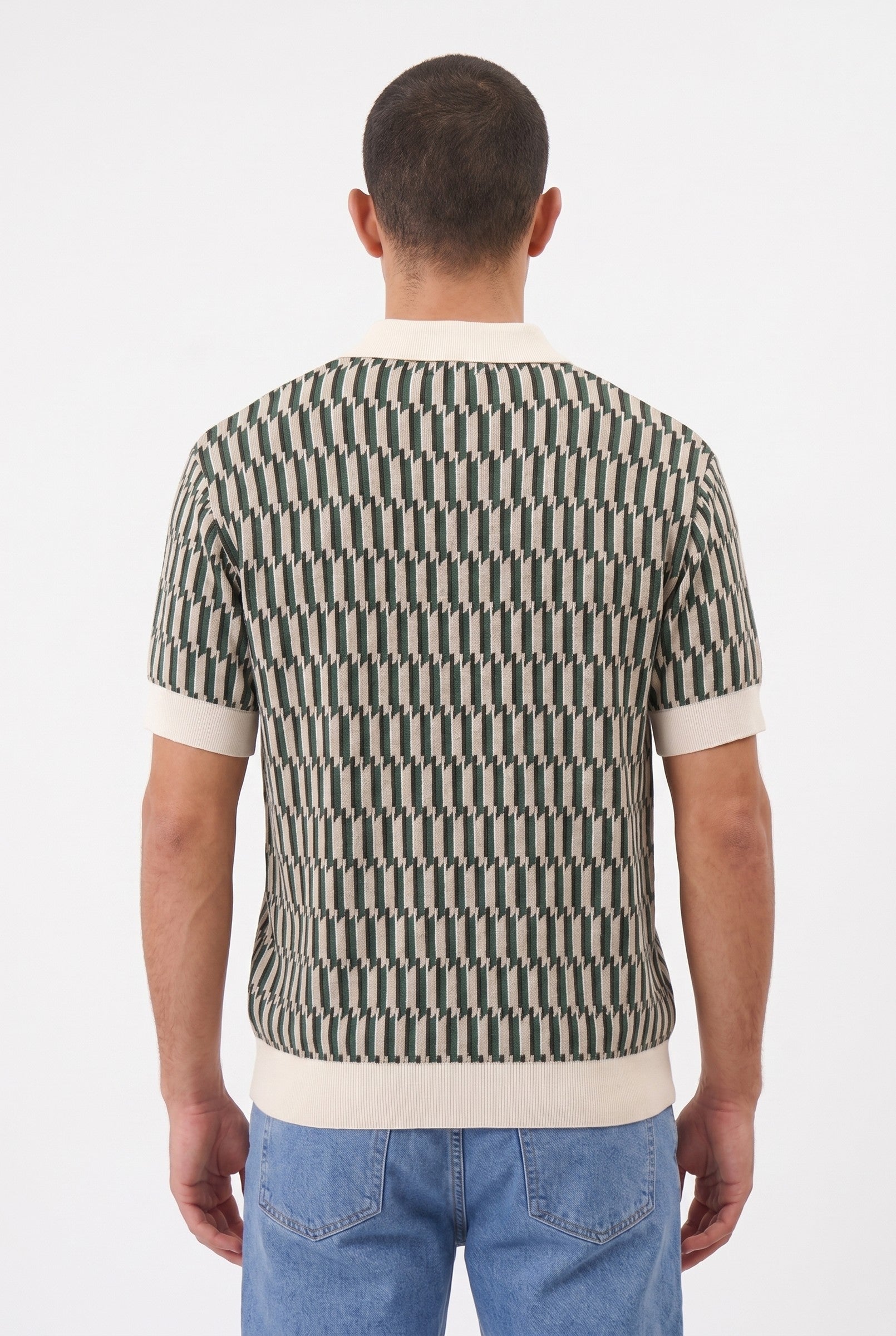 Men's Erice Geometric Knit Polo | Blackstone London